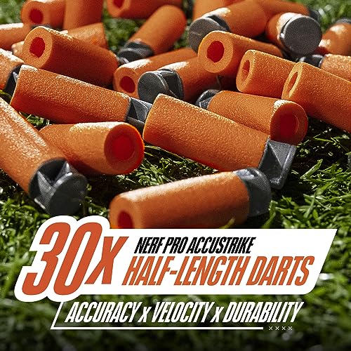 NERF Pro Stryfe X Dart Semi-Auto Blaster, Rechargeable LiPo Battery, 30 AccuStrike Half-Length Darts, 15-Dart Magazine, 150 FPS, Eyewear, 14+ (Amazon Exclusive)