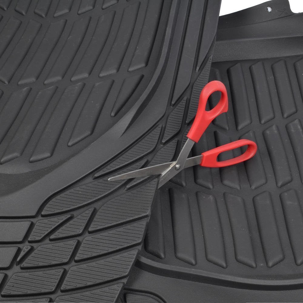 Motor Trend FlexTough Floor Mats for Cars, Black Deep Dish All-Weather Car Mats
