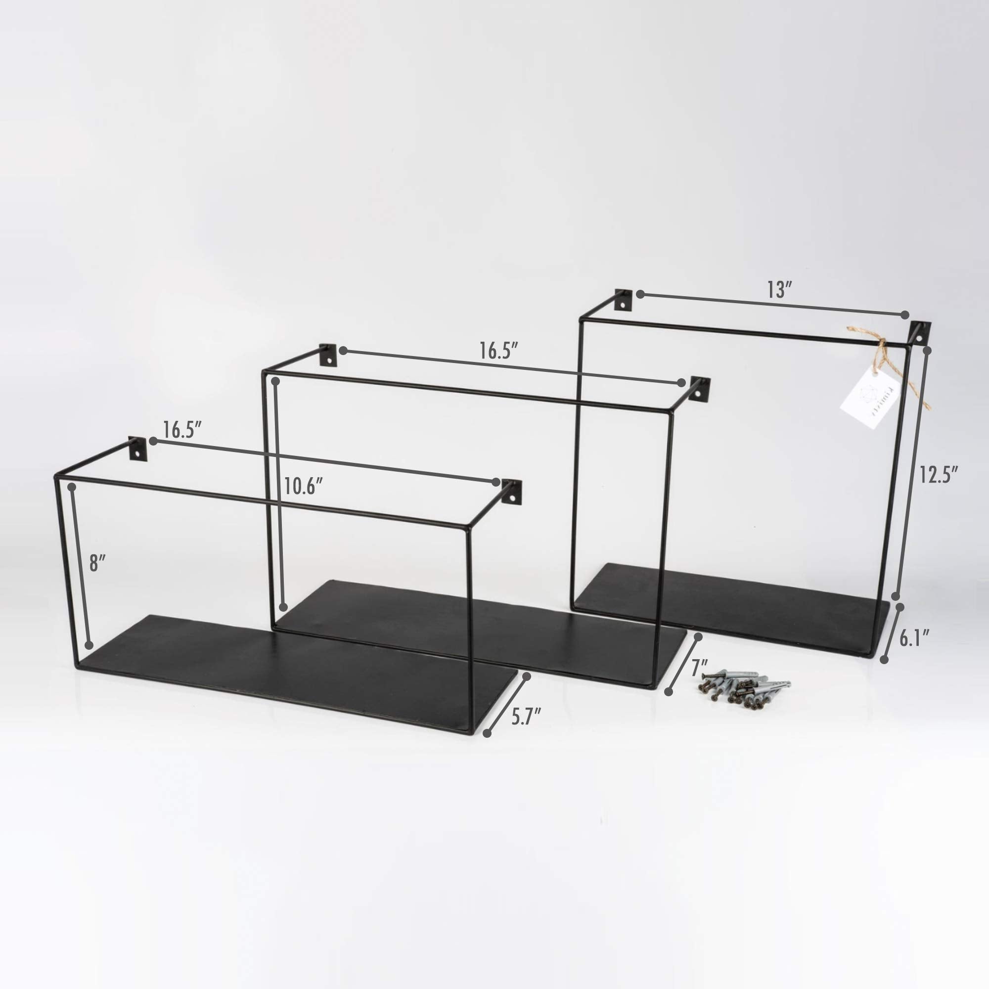 kimisty Set of 3 Metal Intersecting Wall Shelves