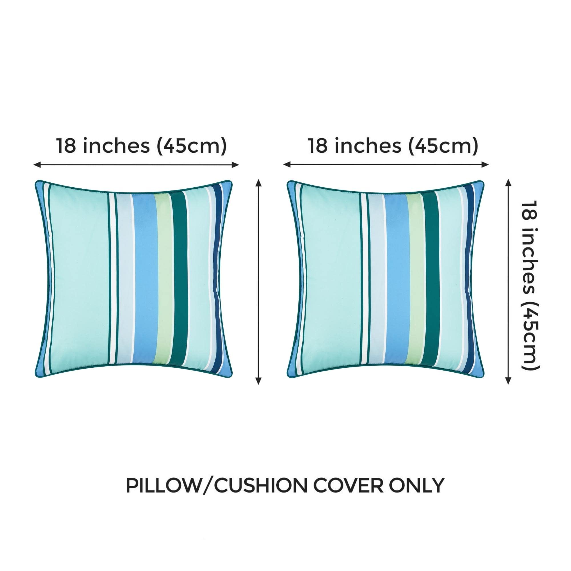 غطاء وسادة قطني من Hofdeco للشرفة الداخلية والخارجية فقط للفناء الخلفي والأريكة والأريكة، خطوط قوس قزح مائية، مجموعة من قطعتين