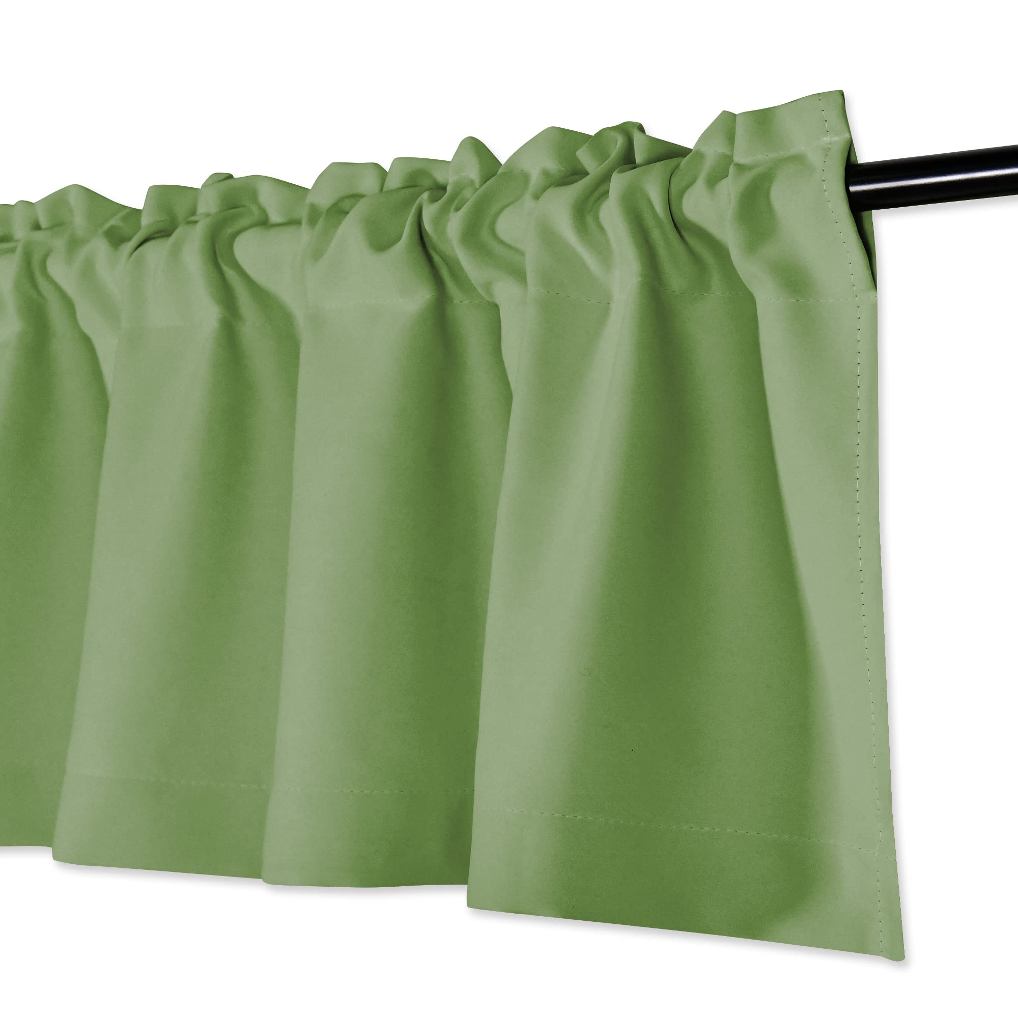 KEQIAOSUOCAI Sage Green Window Valance 72 Inch by 16 Inch for Kids Room - Rod Pocket Room Darkening 16 Inch Curtain Valance for Bedroom Living Room Basement 1 Panel 72Wx16L