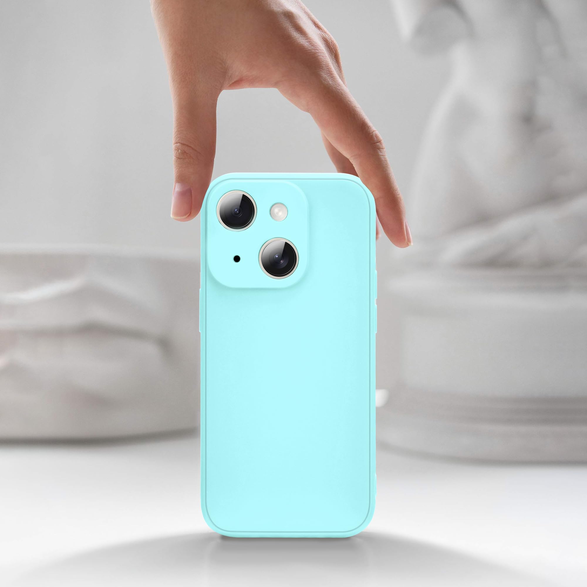 AmoraAqua iPhone 14, Soft Scratch Resistant Liquid Silicone