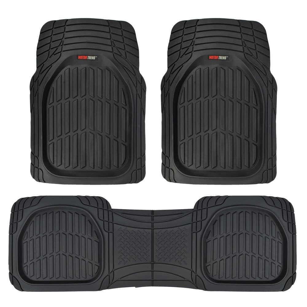 Motor Trend FlexTough Floor Mats for Cars, Black Deep Dish All-Weather Car Mats