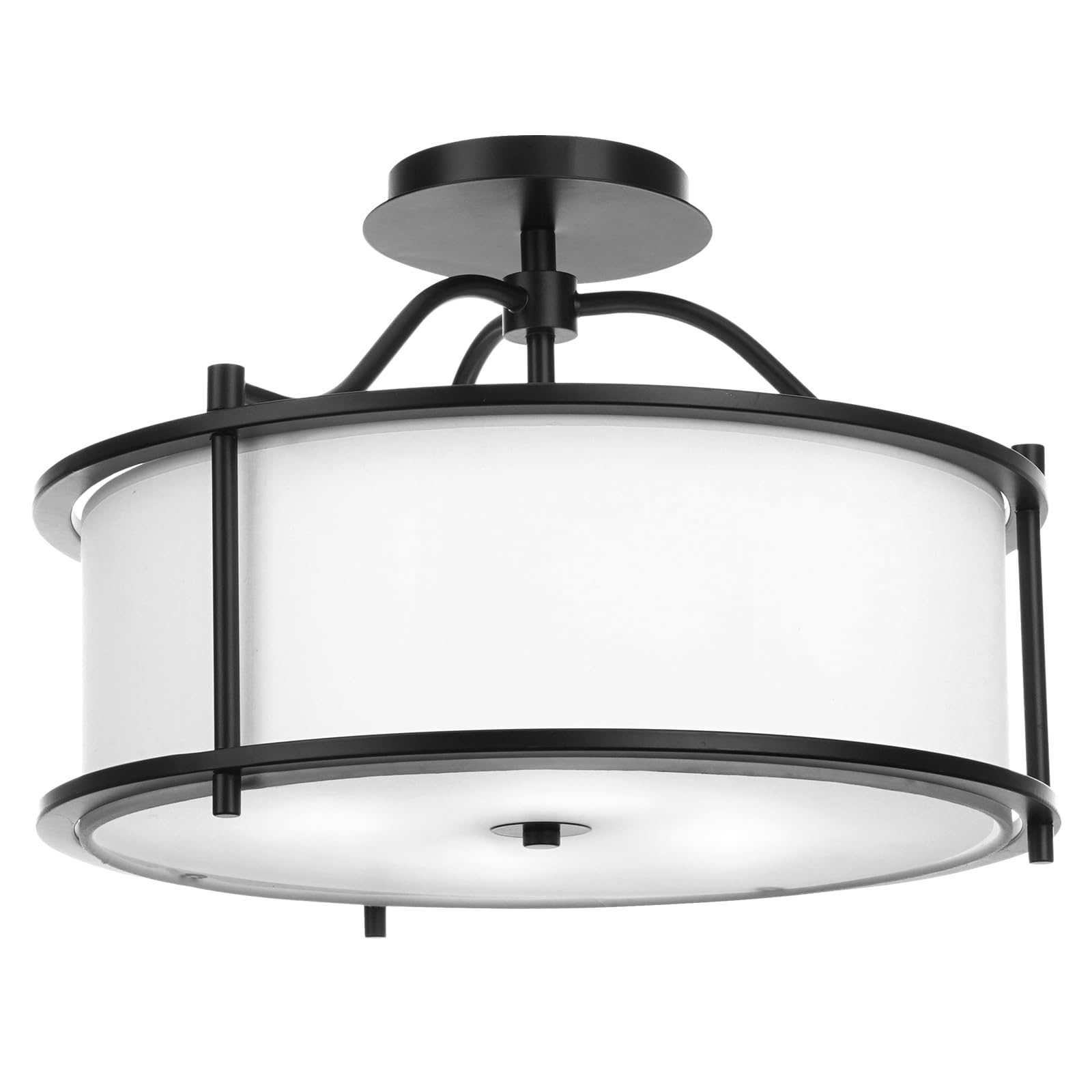 FRIDEKO HOME 4 Light Semi Flush Mount Ceiling Light 15.7 Inches Light Fixture with Metal Frame Fabric Shade Modern Ceiling Light for Living Room Bedroom Kitchen Dining Room Entryway Hallway