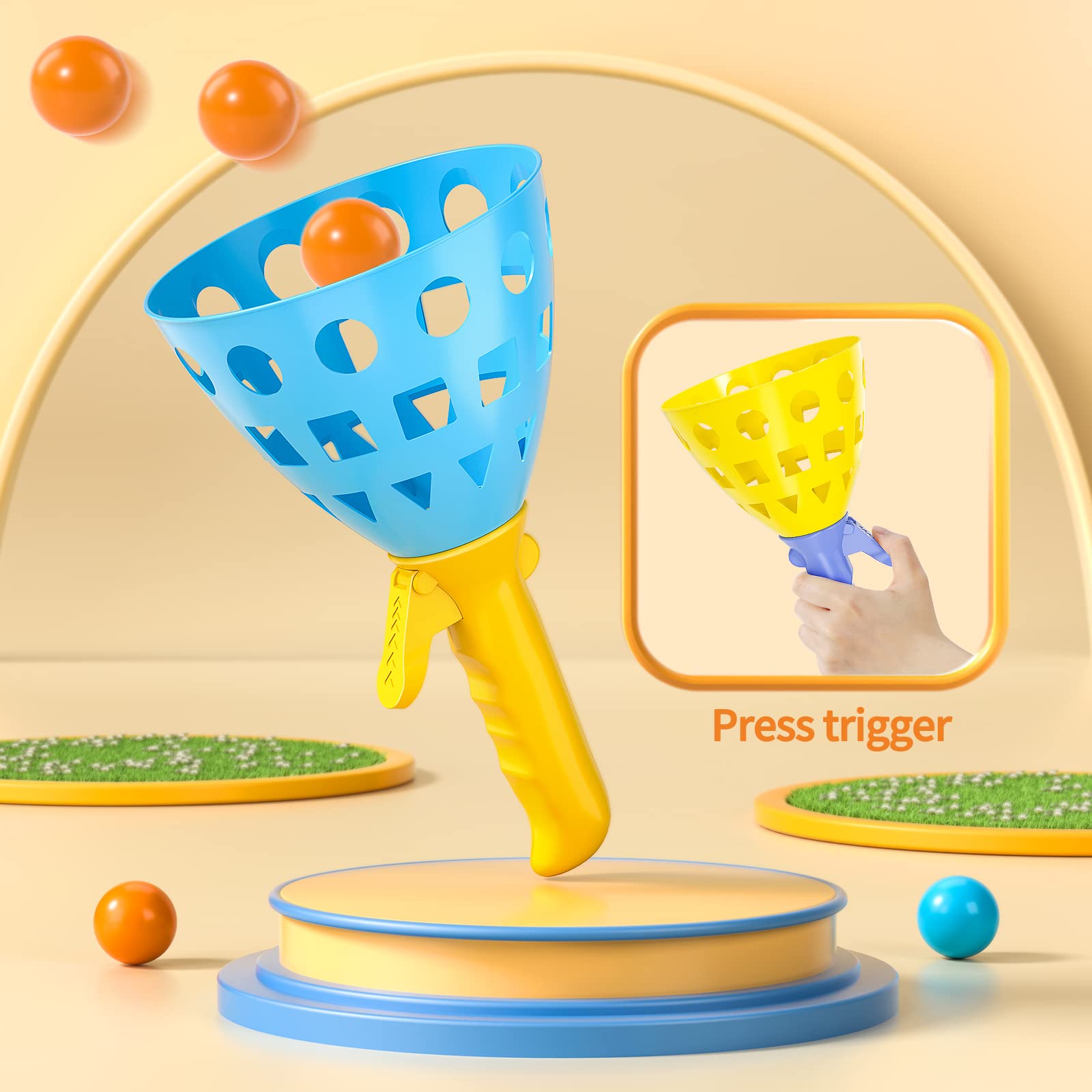 لعبة التقاط الكرة من TEMI Pop Pass مع 4 سلال إطلاق التقاط و20 كرة، ألعاب شاطئية، لعبة خارجية، لعبة داخلية، مناسبة للأعمار من 3 إلى 10 سنوات، أولاد وبنات، أطفال، بالغين، هدايا عائلية، عيد الميلاد، عيد الفصح