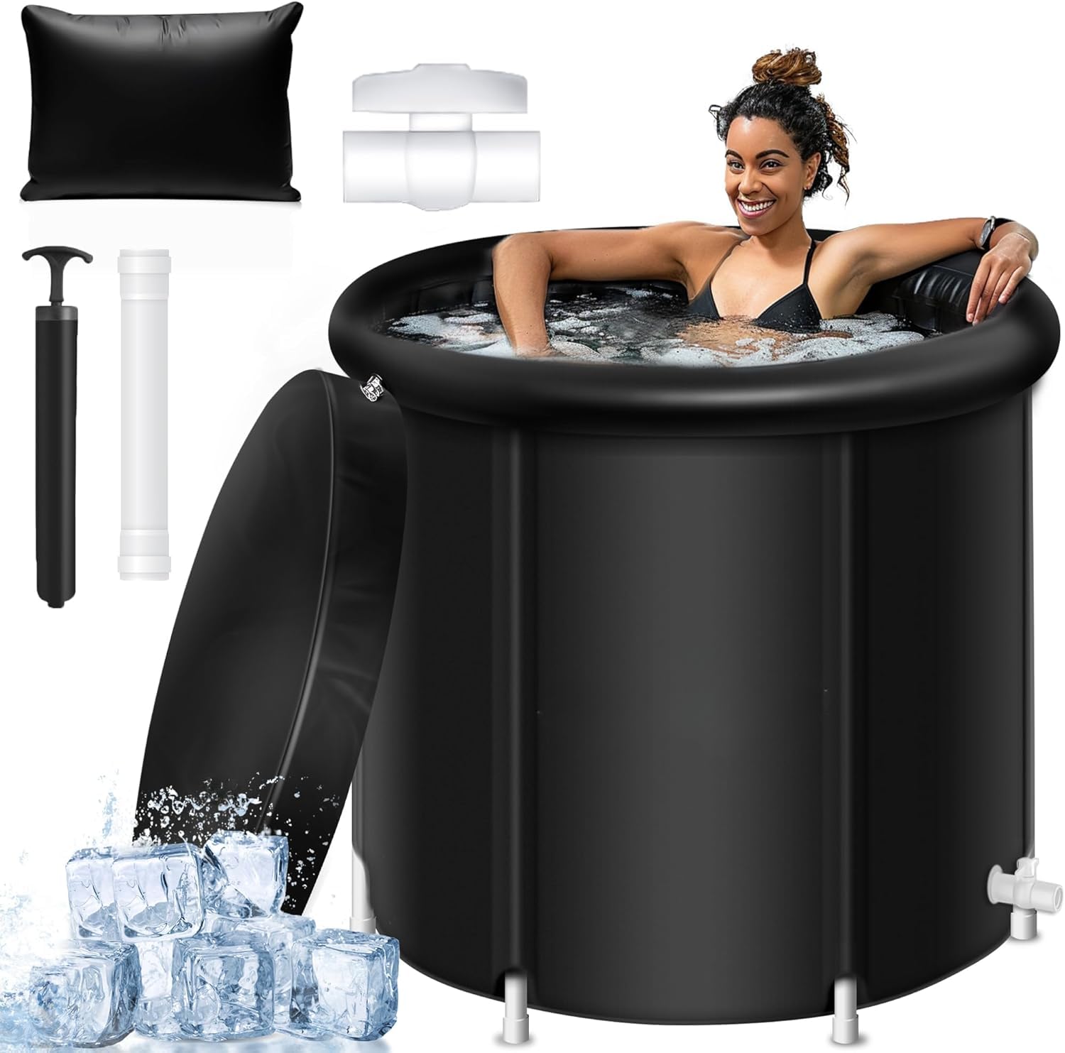 ice bath tub for athletes, Multi-Layer Portable cold Plunge Tub, Sport Recovery Cold Bath, Ice Bath Tubs cold pack, Foldable Cold Bath Tub with Cover?85 Gallon?model L?30”*30”*30”? Model L (30"*30"*30")
