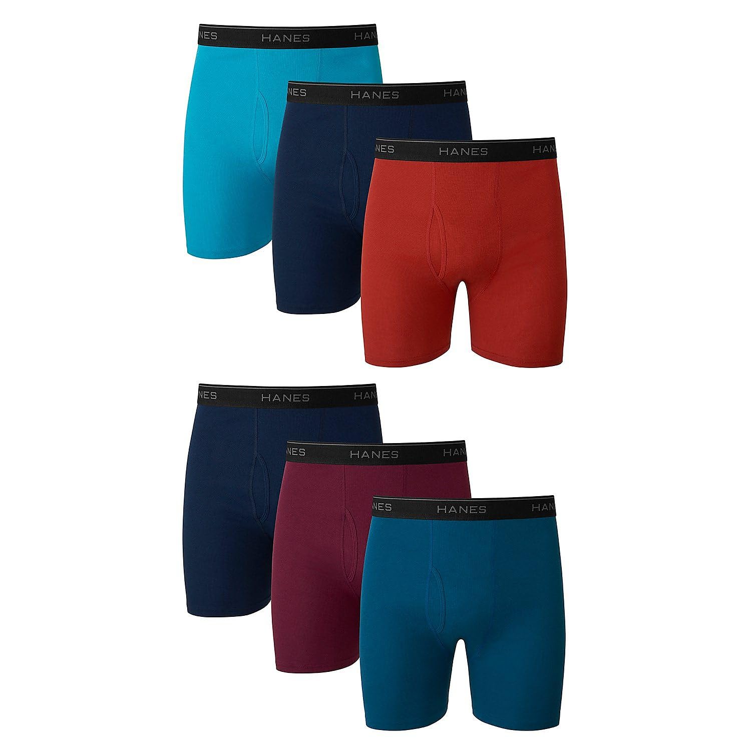 المقاس: XL - ملابس داخلية بوكسر رجالية من Hanes، ملابس داخلية Cool Dri ماصة للرطوبة، قطنية بدون طيات للرجال، عبوات متعددة متوفرة