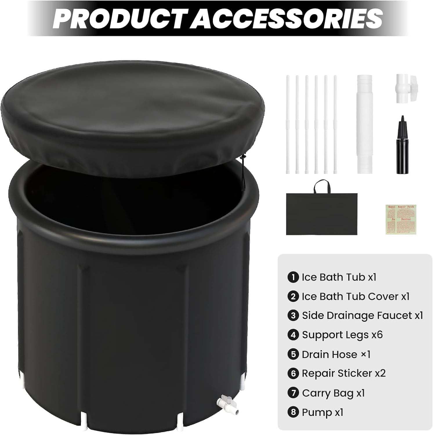 ice bath tub for athletes, Multi-Layer Portable cold Plunge Tub, Sport Recovery Cold Bath, Ice Bath Tubs cold pack, Foldable Cold Bath Tub with Cover?85 Gallon?model L?30”*30”*30”? Model L (30"*30"*30")