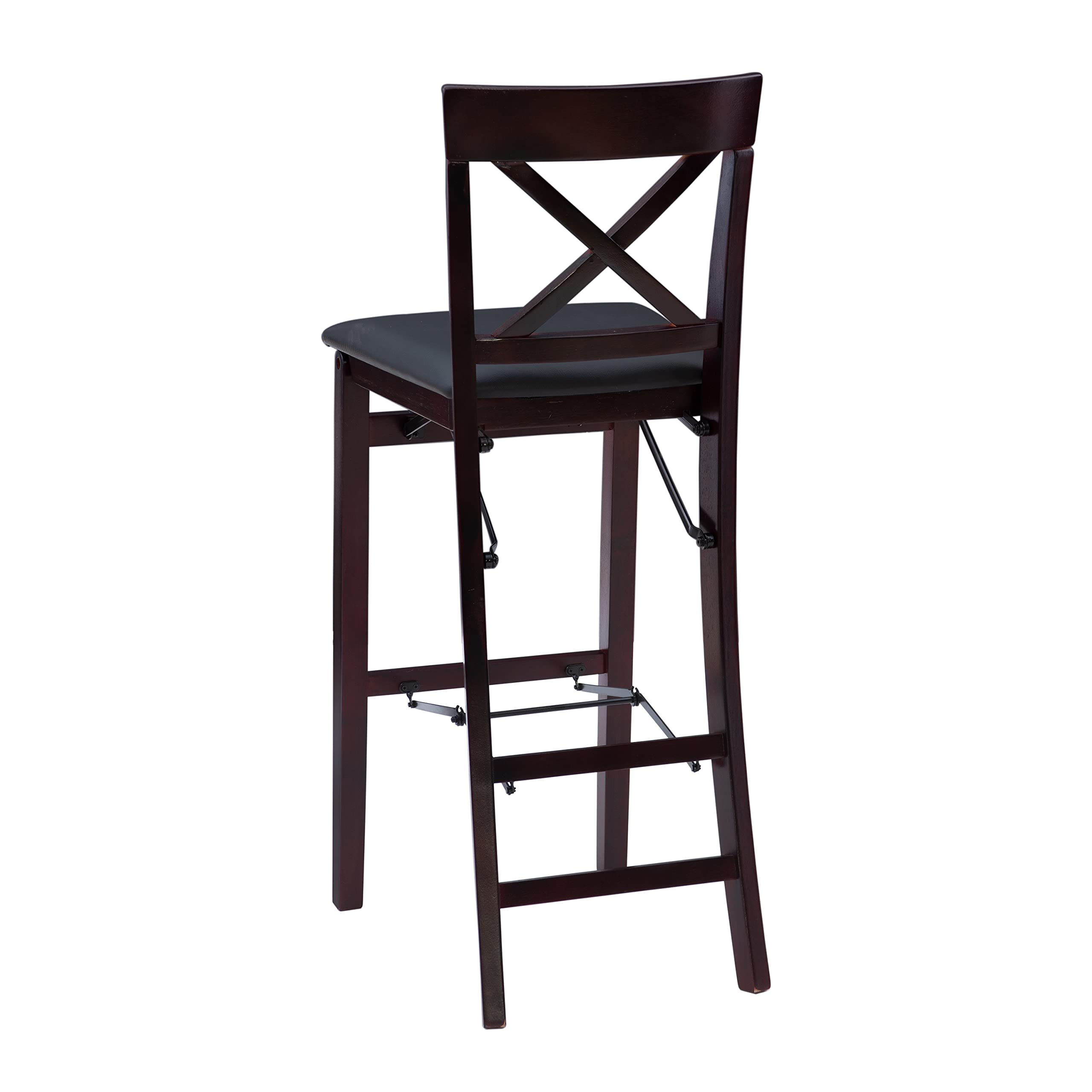 Linon Triena X Back Folding Bar Stool, Merlot/Brown