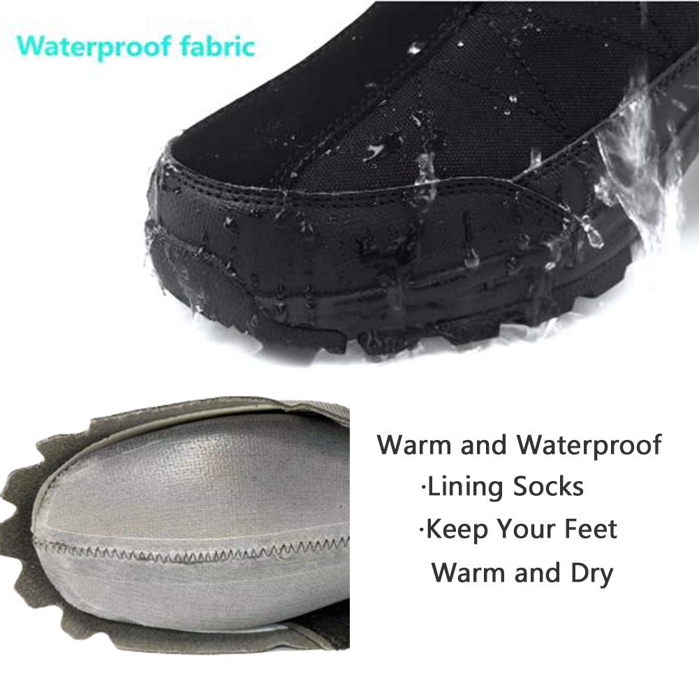 SILENTCARE Men's Warm Snow Boots, Fur Lined Waterproof Winter Shoes, Anti-Slip Lightweight Ankle Boot