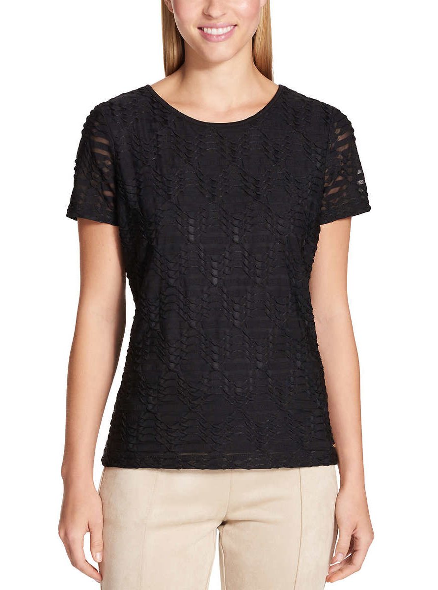 SIZE: M - Calvin Klein Women's Stretch Textured Shirt (Black, Medium)