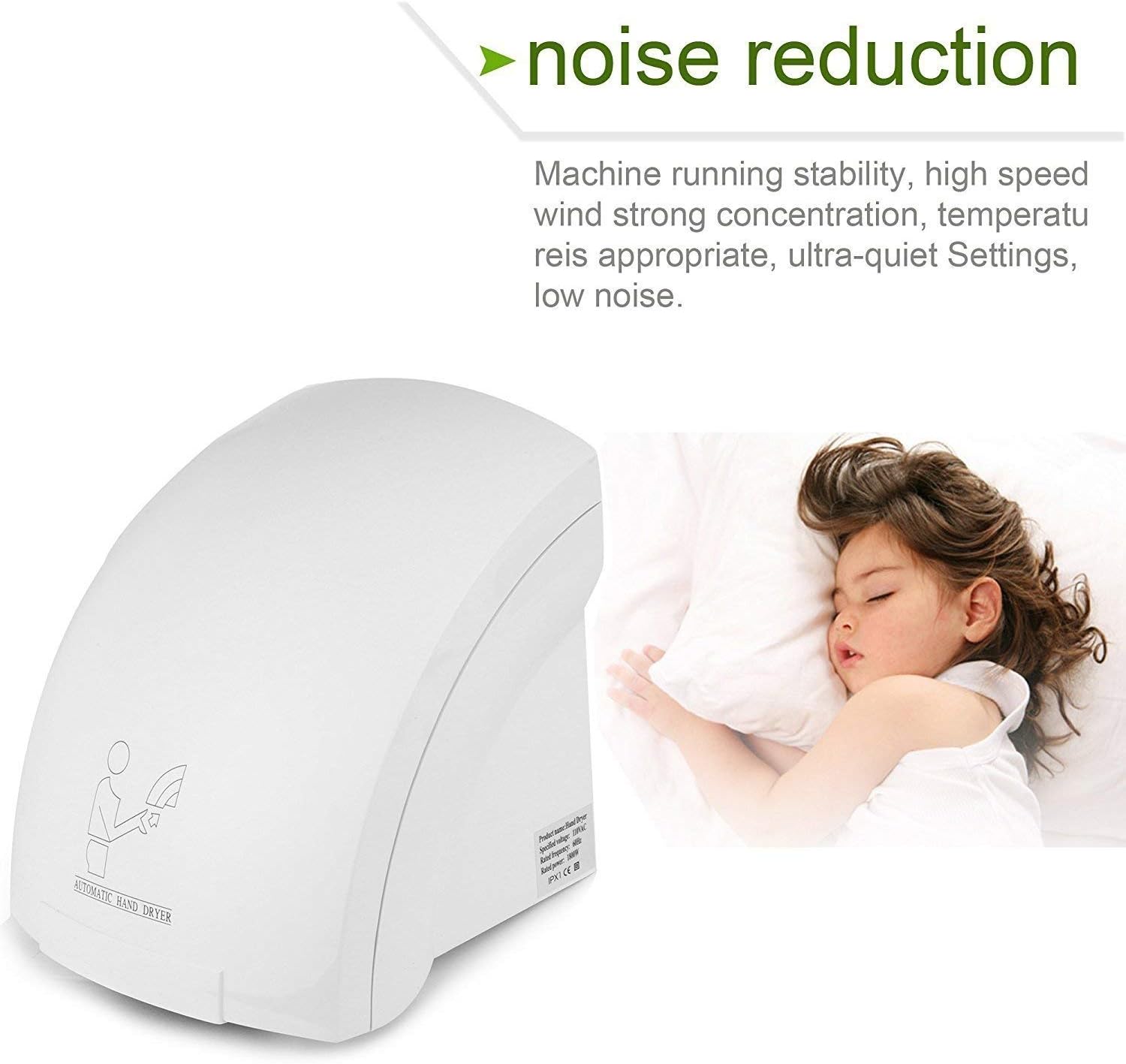 HAISHENG High Speed Automatic Hand Dryer White For Household | Hotel And Bathroom