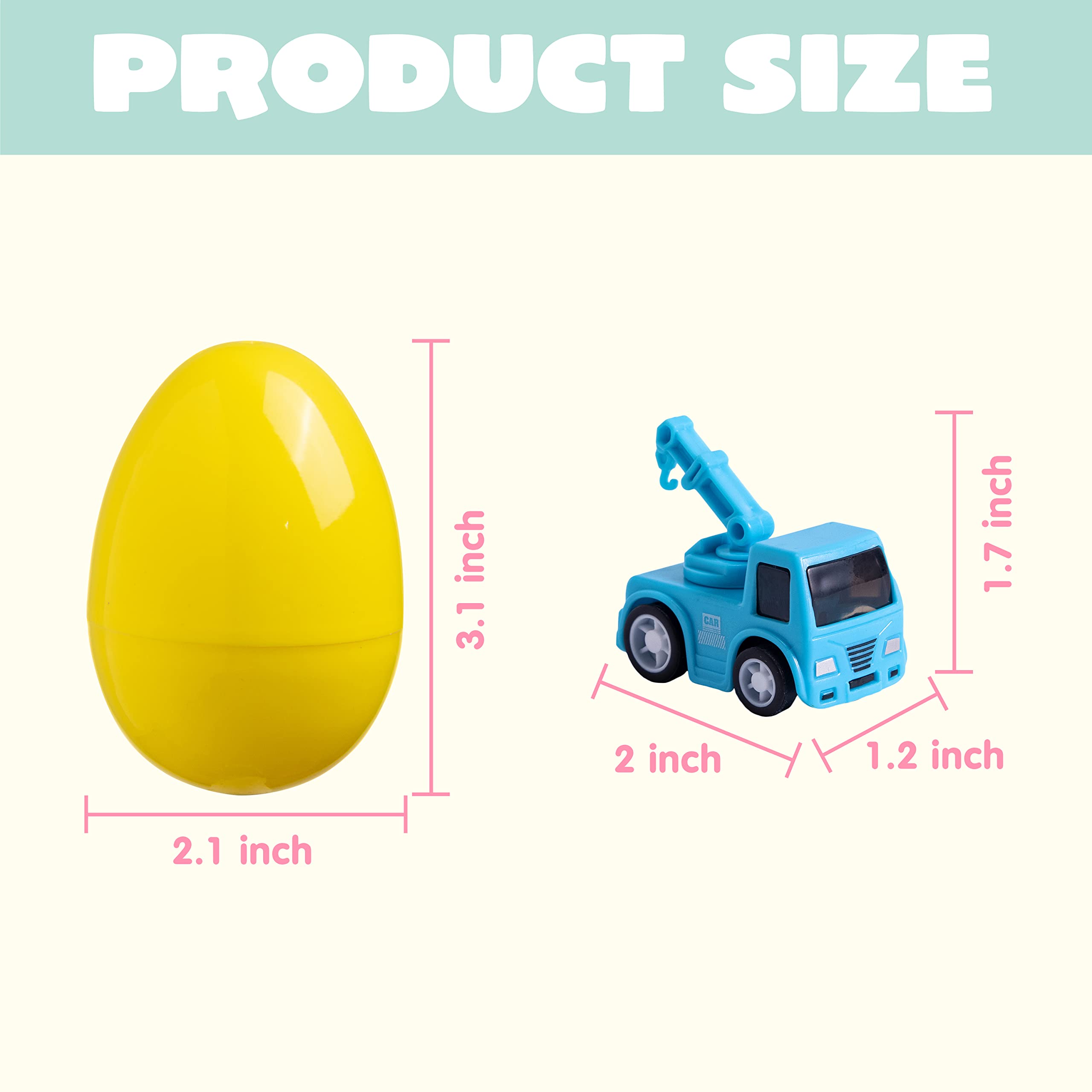 JOYIN 12 Packs Pre-Filled Easter Eggs with Cars for Boys, Basket Stuffers Easter Egg Hunt, Goodie Bag Fillers Classroom Prize and Party Favors for Kids