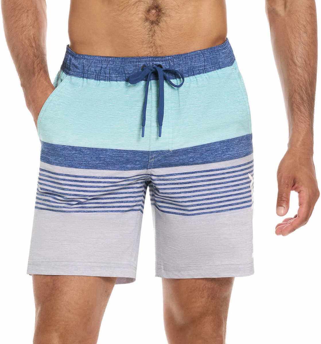 المقاس: XXL - شورت سباحة خفيف الوزن للرجال من Hurley (مقاس أمريكي، Alpha، XX-Large، عادي، عادي، مخطط باللون الأزرق الداكن)