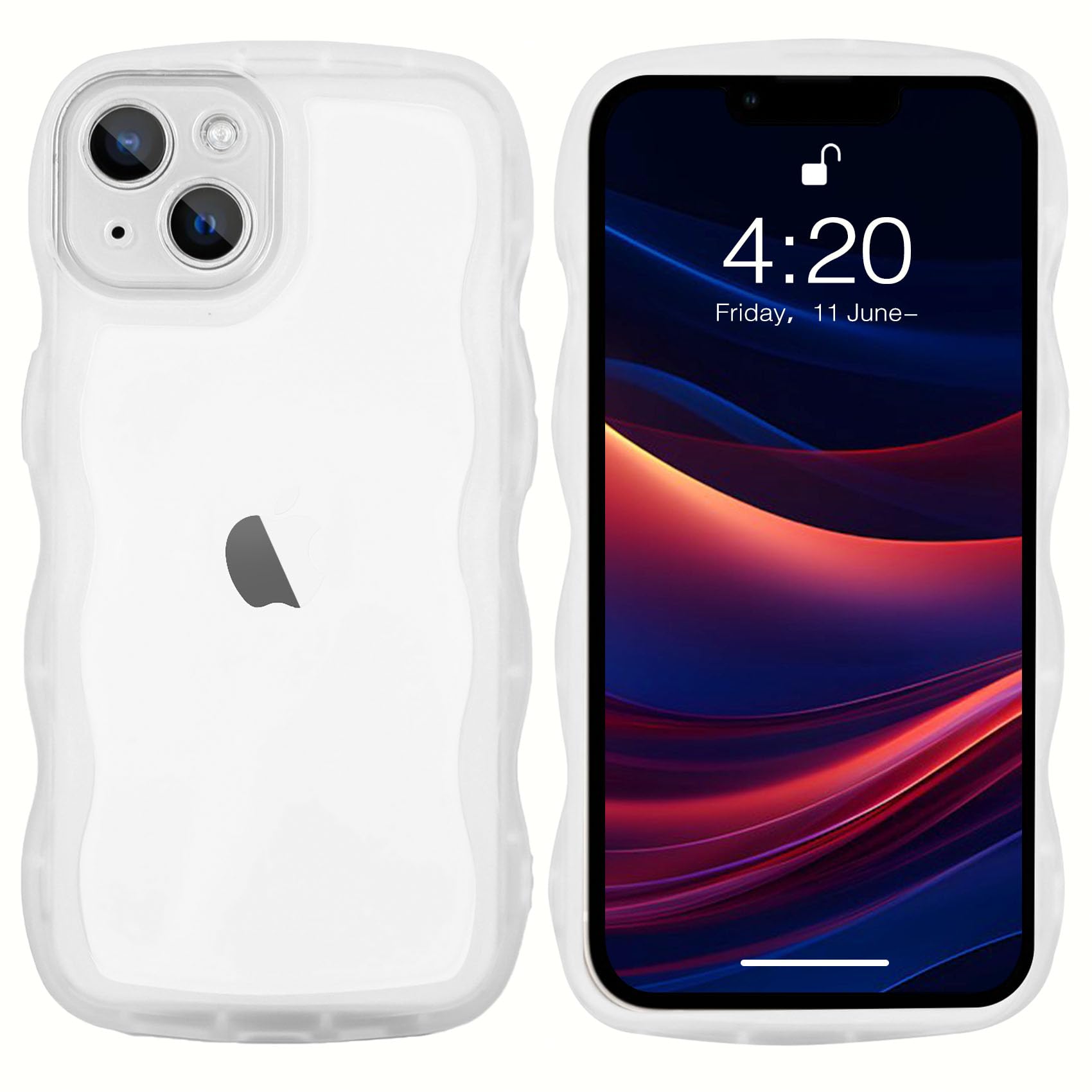 جراب لطيف مجعد على شكل إطار متموج لهاتف iPhone 15 plus