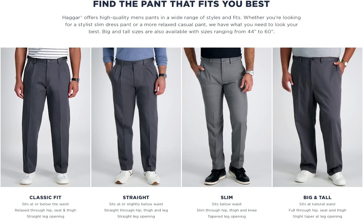 SIZE 32X30 - Haggar Men's Solid Gab 4-Way Stretch Straight Fit Flat Front Dress Pant - 1