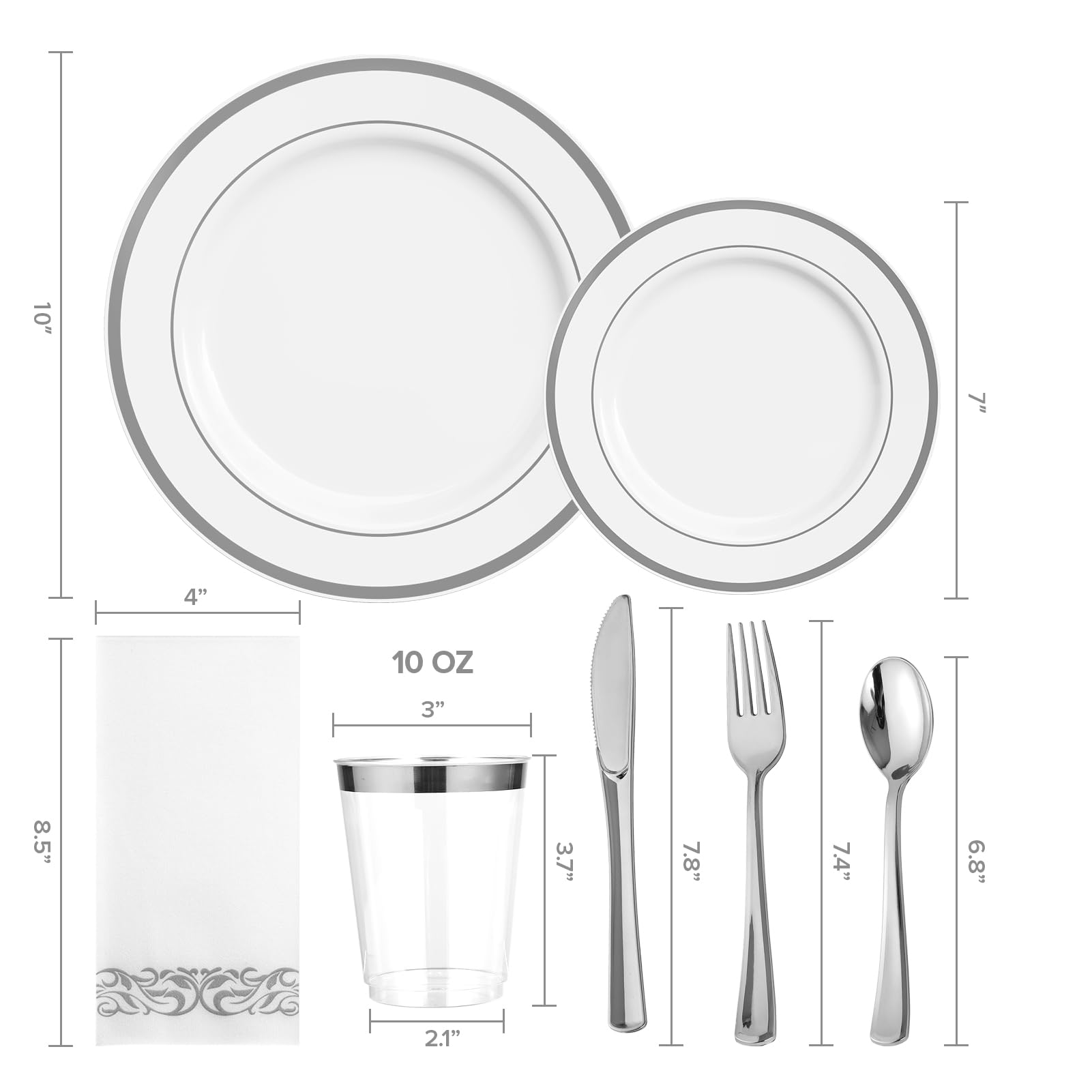 JOLLY CHEF 700 Piece plastic disposable Silver Dinnerware