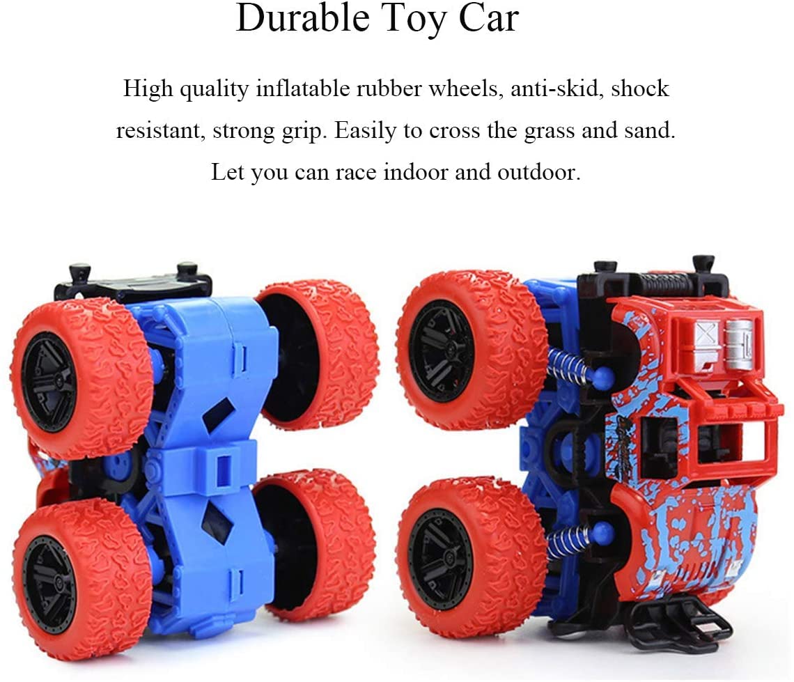 Monster Truck Toys - Inertia Car Educational Toy Cars, Friction Powered Toy Cars Push and Go Vehicles for Kids Best Gift for Boys Girls Age 3 and Above (4 CAR SET)