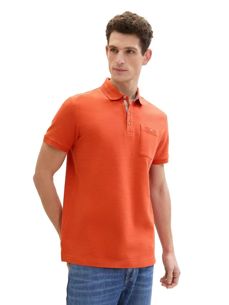 TOM TAILOR Men's Orange Polo shirt Mit Decorated Structure Polo