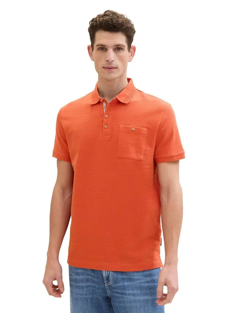 TOM TAILOR Men's Orange Polo shirt Mit Decorated Structure Polo
