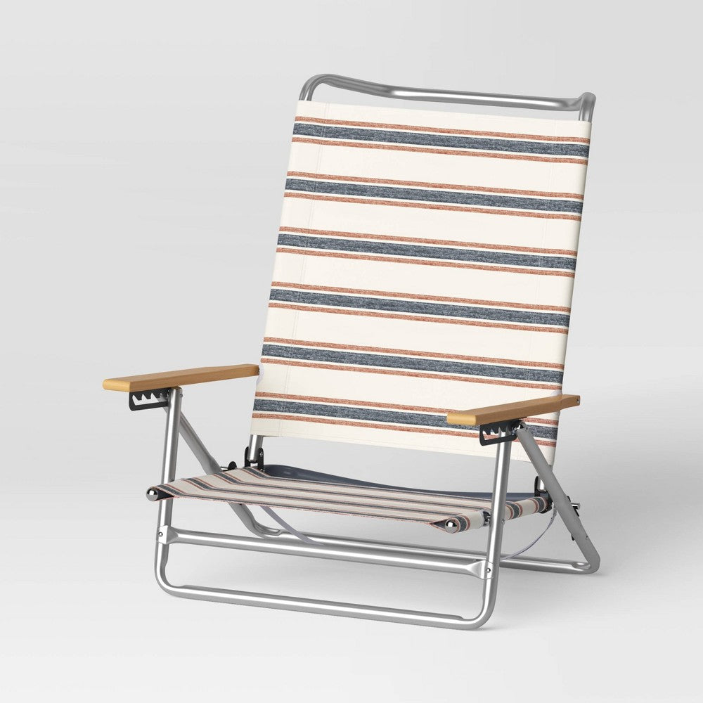SEALED - 5 Position Beach Chair Striped - Cream - Threshold™
