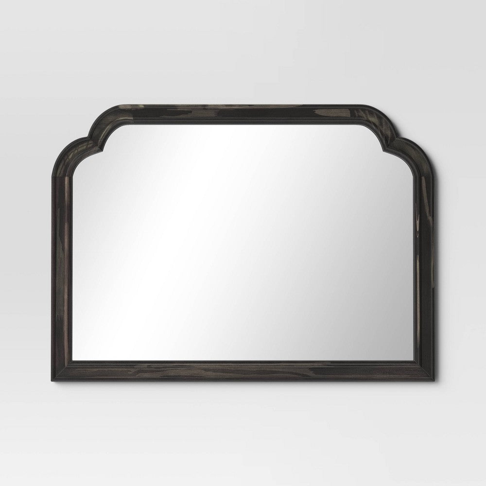SEALED-92CM x 66CM French Country Mantle Wood Mirror Natural-Thresholdâ„¢ (BLACK COLOR)