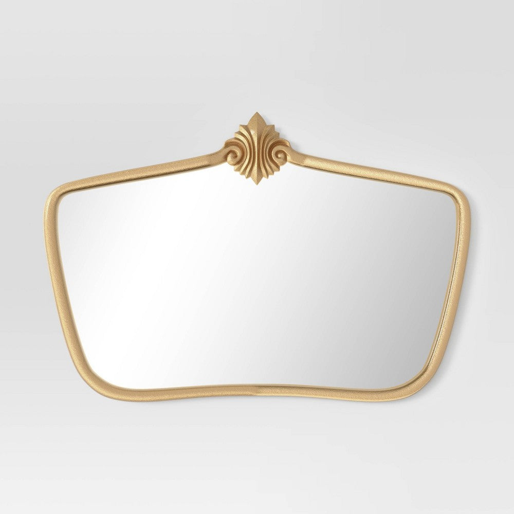 SEALED - 90 CM X 60 CM - Cast Decorative Metal Wall Mirror Gold - Threshold - D