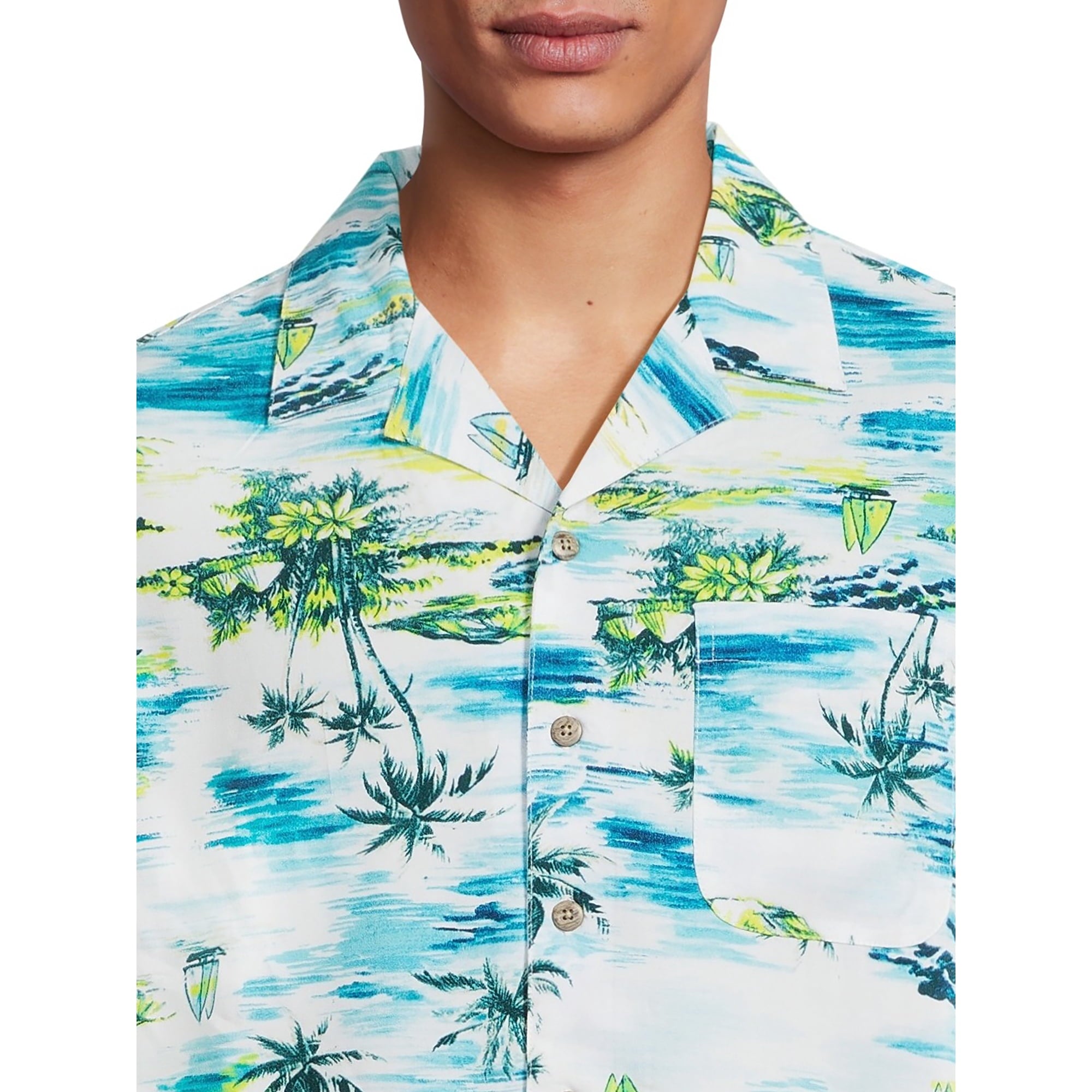 المقاس: M - قميص جورج كامب بأكمام قصيرة من الرايون للرجال والرجال الكبار