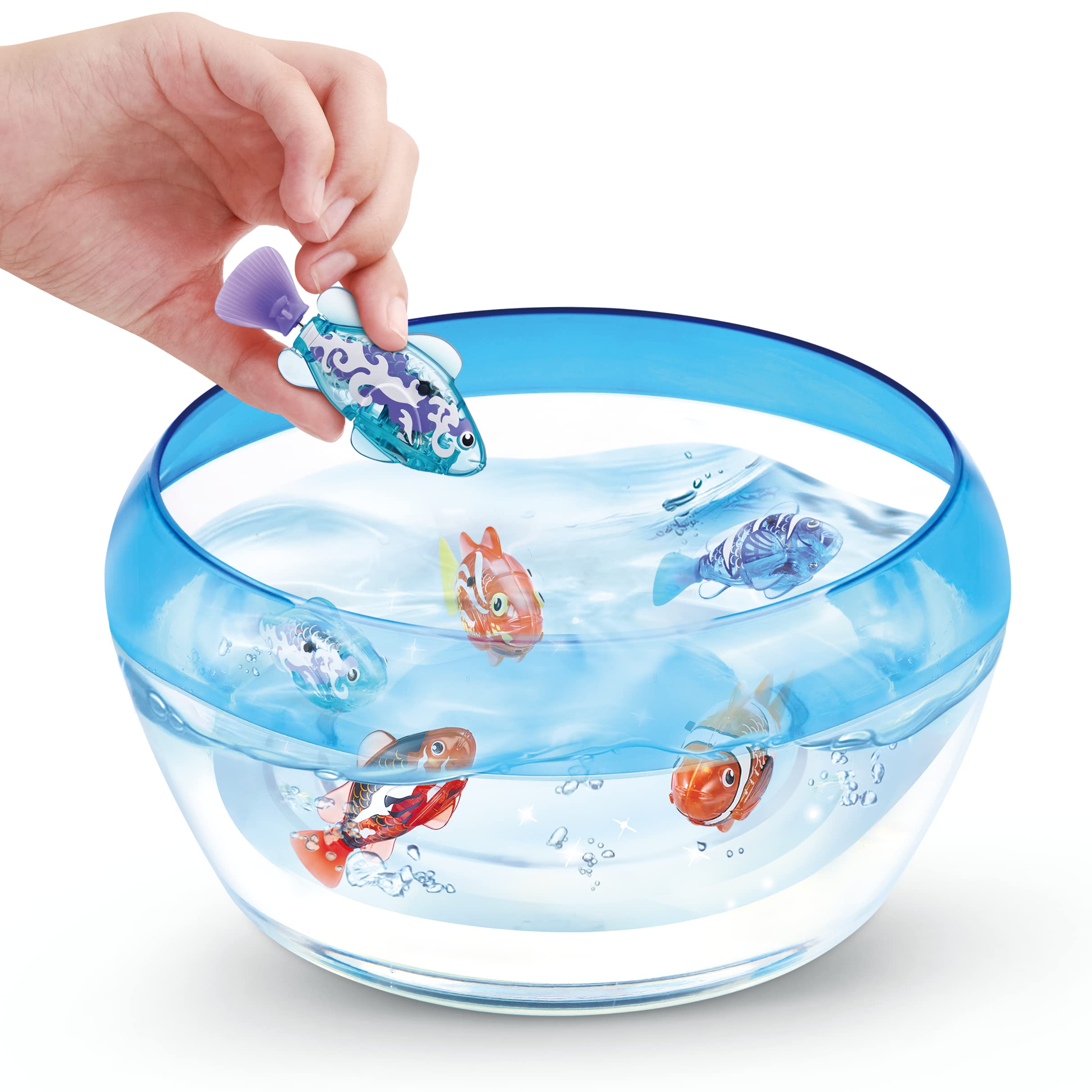 Robo Alive Robo Fish Series 2 (Teal + Orange 2 Pack) by ZURU Robotic Swimming Fish Water Activated, Changes Color, Comes with Batteries, Amazon Exclusive - Teal + Orange (2 Pack), 7165E