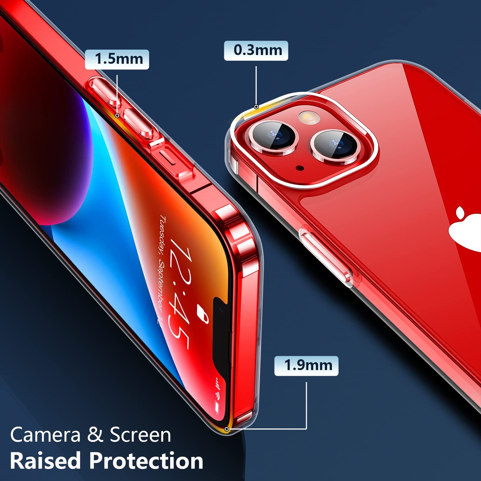 MOZOTER 2-in-1 for iPhone 14 Case & iPhone 13 Case - Crystal Clear