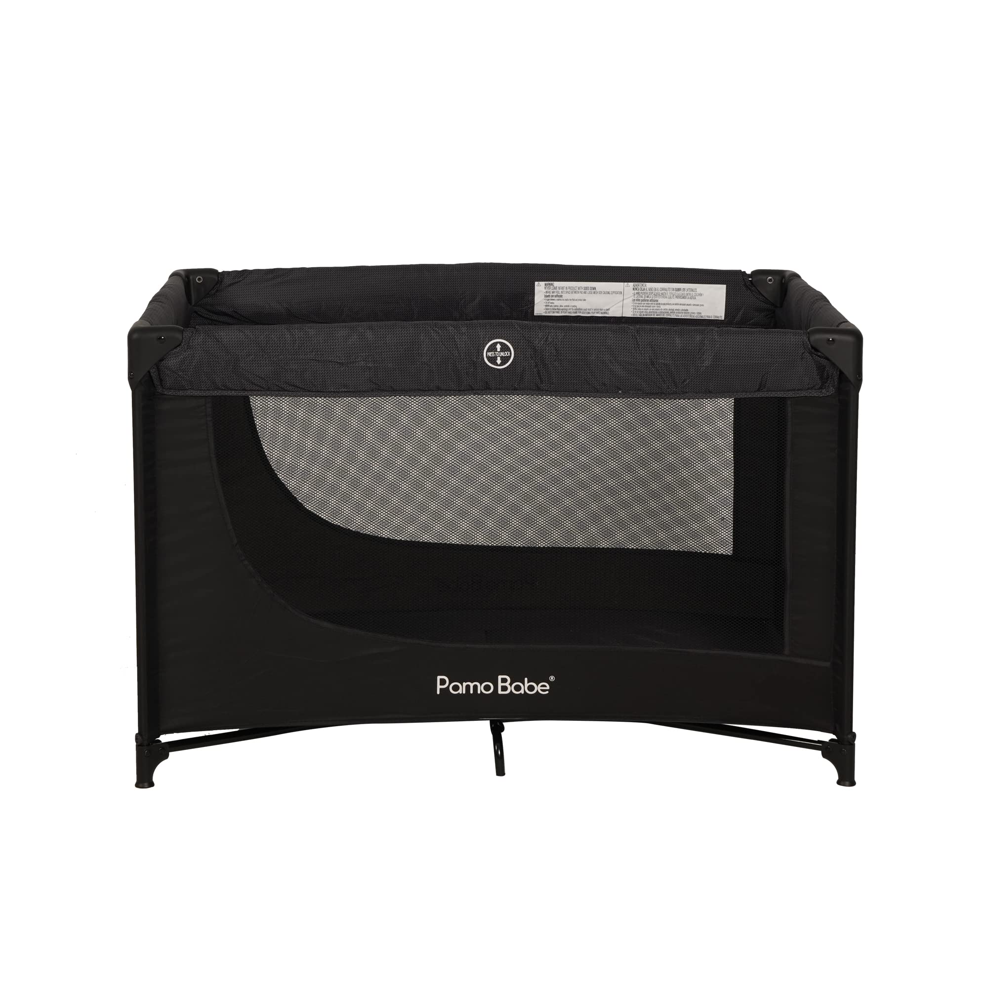 Pamo Babe Portable Crib Baby Playpen with Mattress and Carry Bag (Black)
