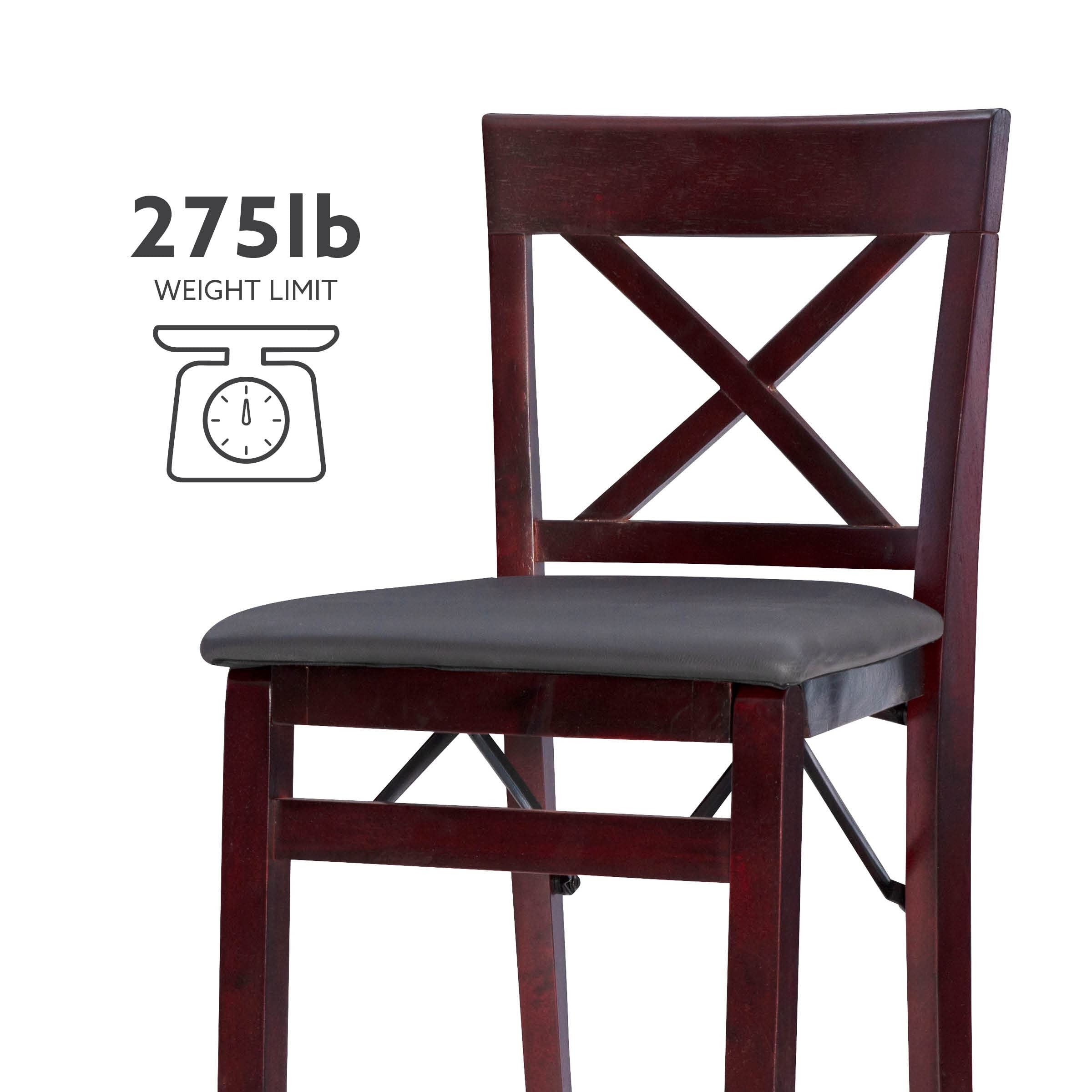 Linon Triena X Back Folding Bar Stool, Merlot/Brown