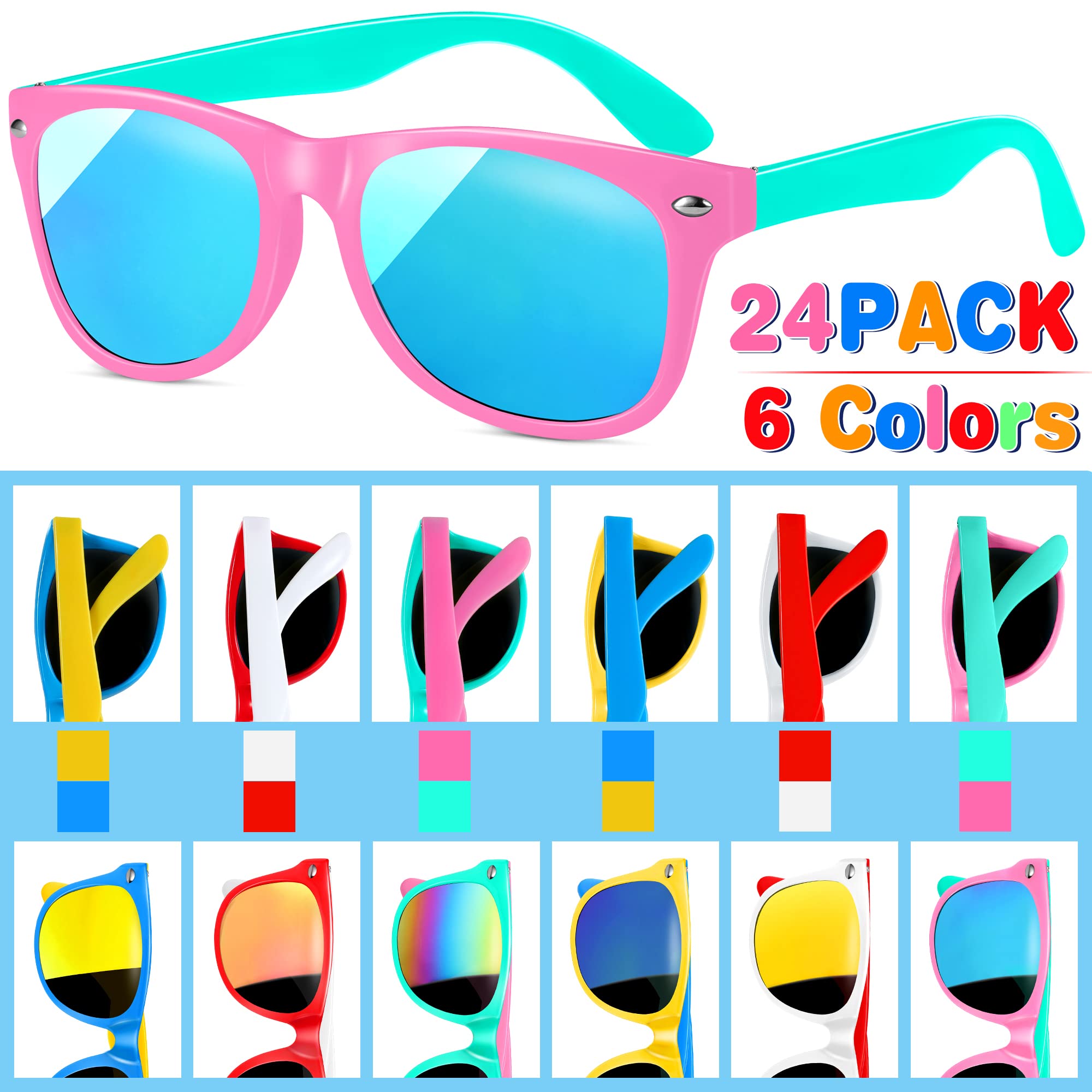GINMIC Kids sunglasses bulk, Kids Sunglasses Party Favor 24 PCS