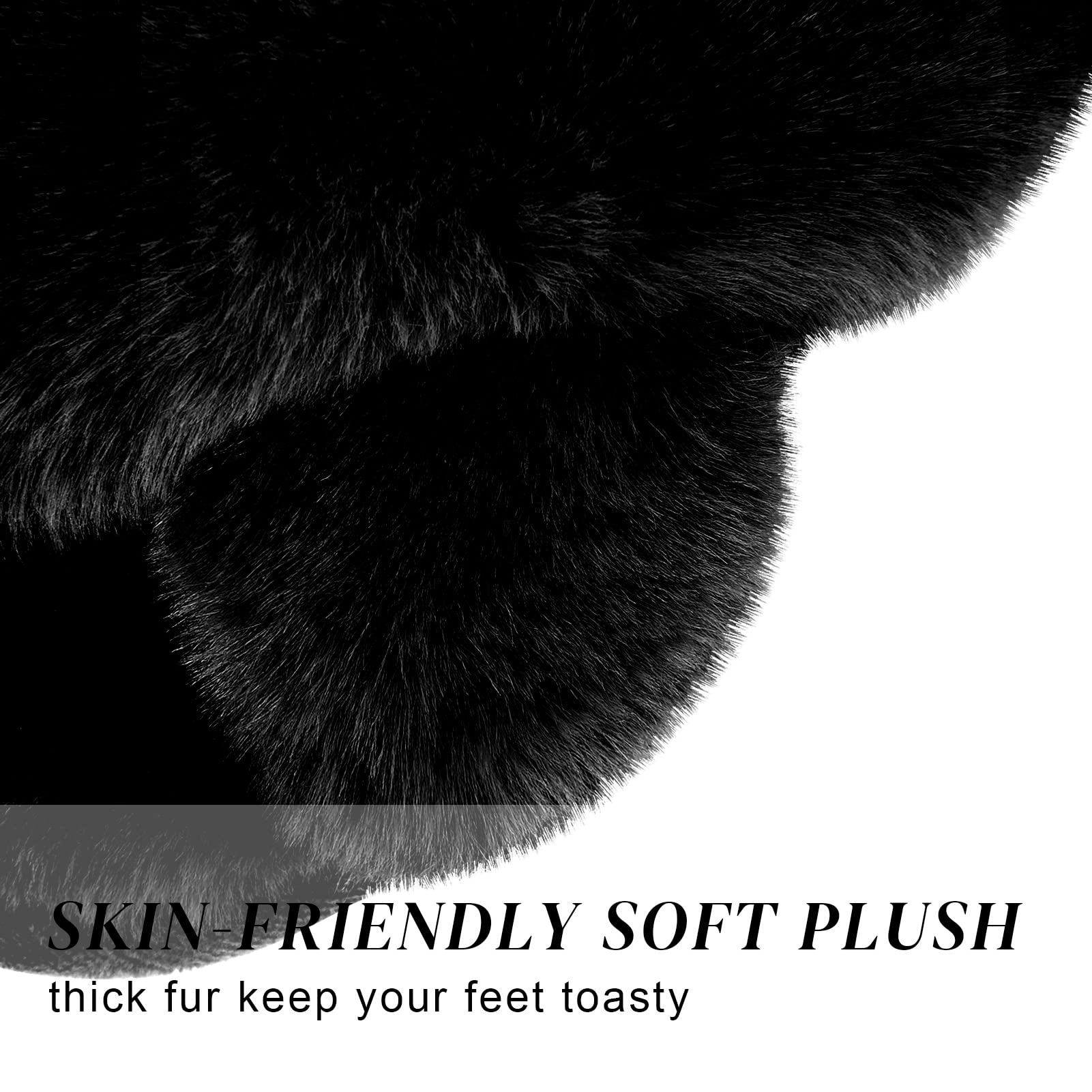 SIZE: 38-39 - Women's Cross Band Slippers Fuzzy Soft House Slippers Plush Furry Warm Cozy Open Toe Fluffy Home Shoes Comfy Indoor Outdoor Slip On Breathable (Black)