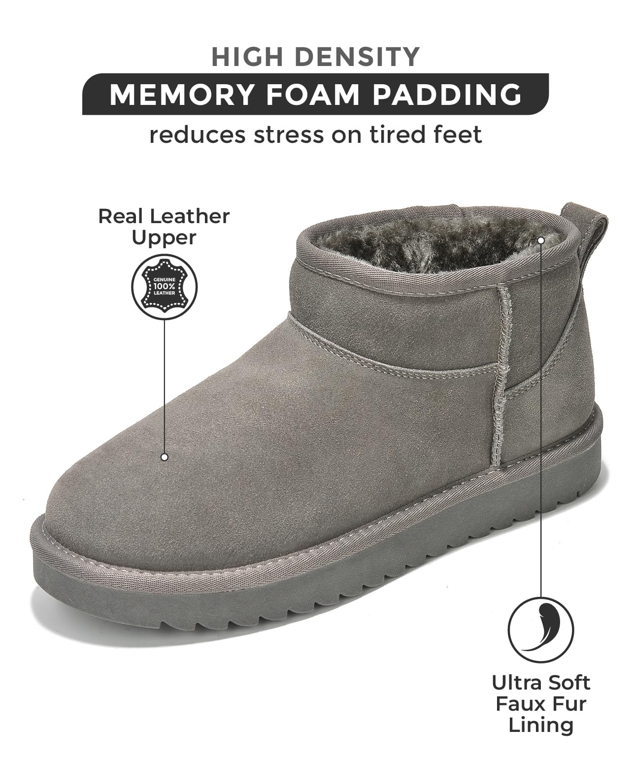 SIZE: 41 - Project Cloud Genuine Suede Snow Boots for Women - Water Resistant Winter Boots for Women - Memory Foam Insole Trending Shoes for Women - Comfortable Women's Ankle Boots (Hippy)