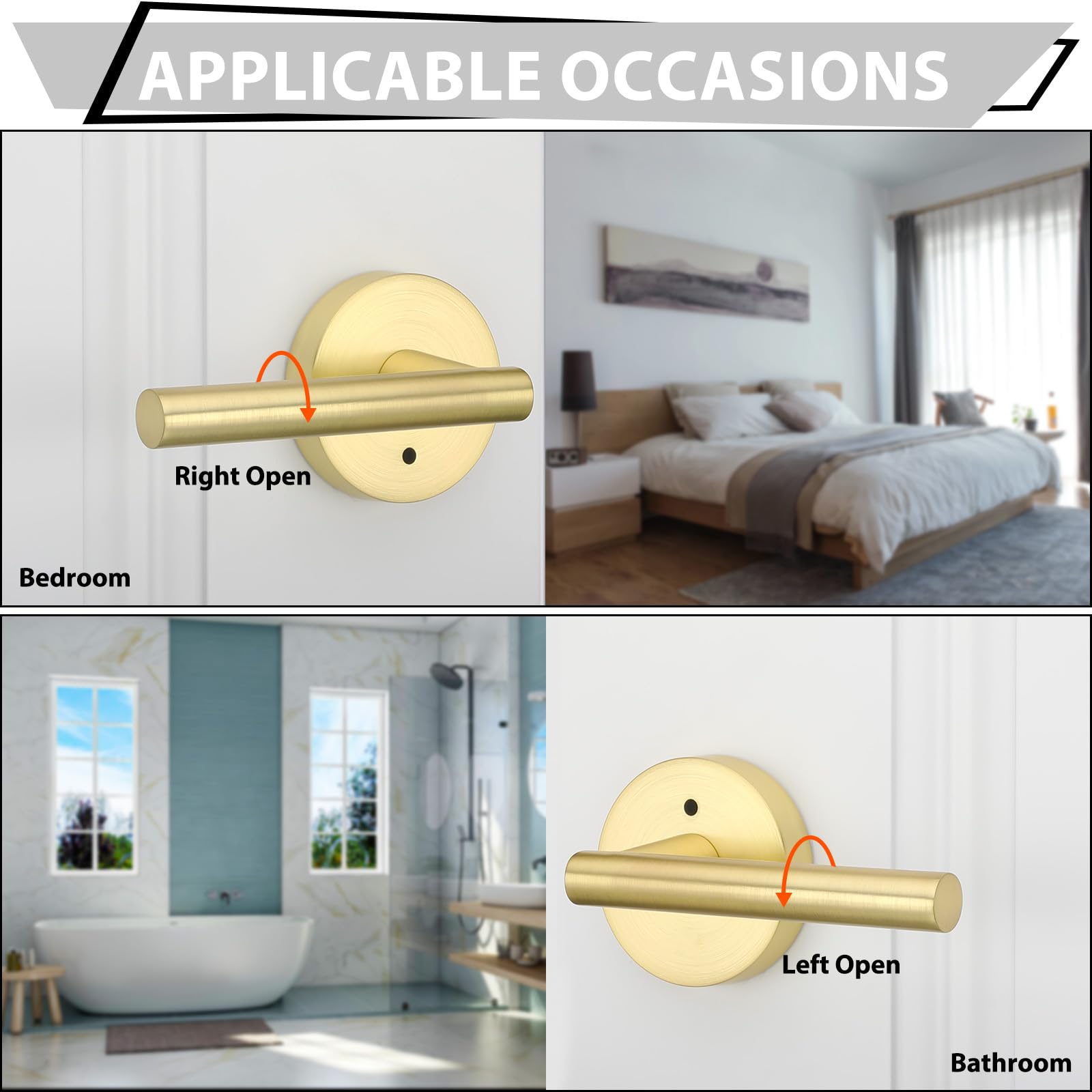 مقبض باب داخلي عالي التحمل من هايدمز جولد، مقبض ذراع باب الخصوصية، مقابض أبواب الحمامات الداخلية، مقبض باب غرفة النوم العصرية