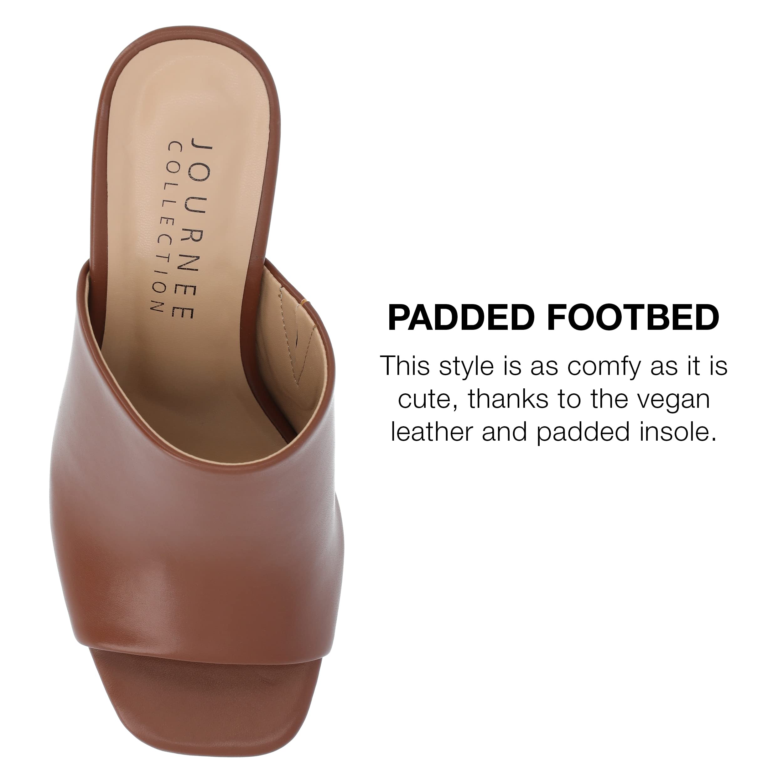 المقاس: 37 - حذاء نسائي بكعب عالٍ من مجموعة Journee Ezzlynn بمقدمة مفتوحة وكعب سهل الارتداء، بني