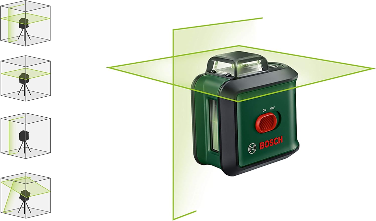 Bosch UniversalLevel 360 Cross Line Laser with Deluxe Tripod (Vertical and horizontal laser lines including 360° for alignment across the room)