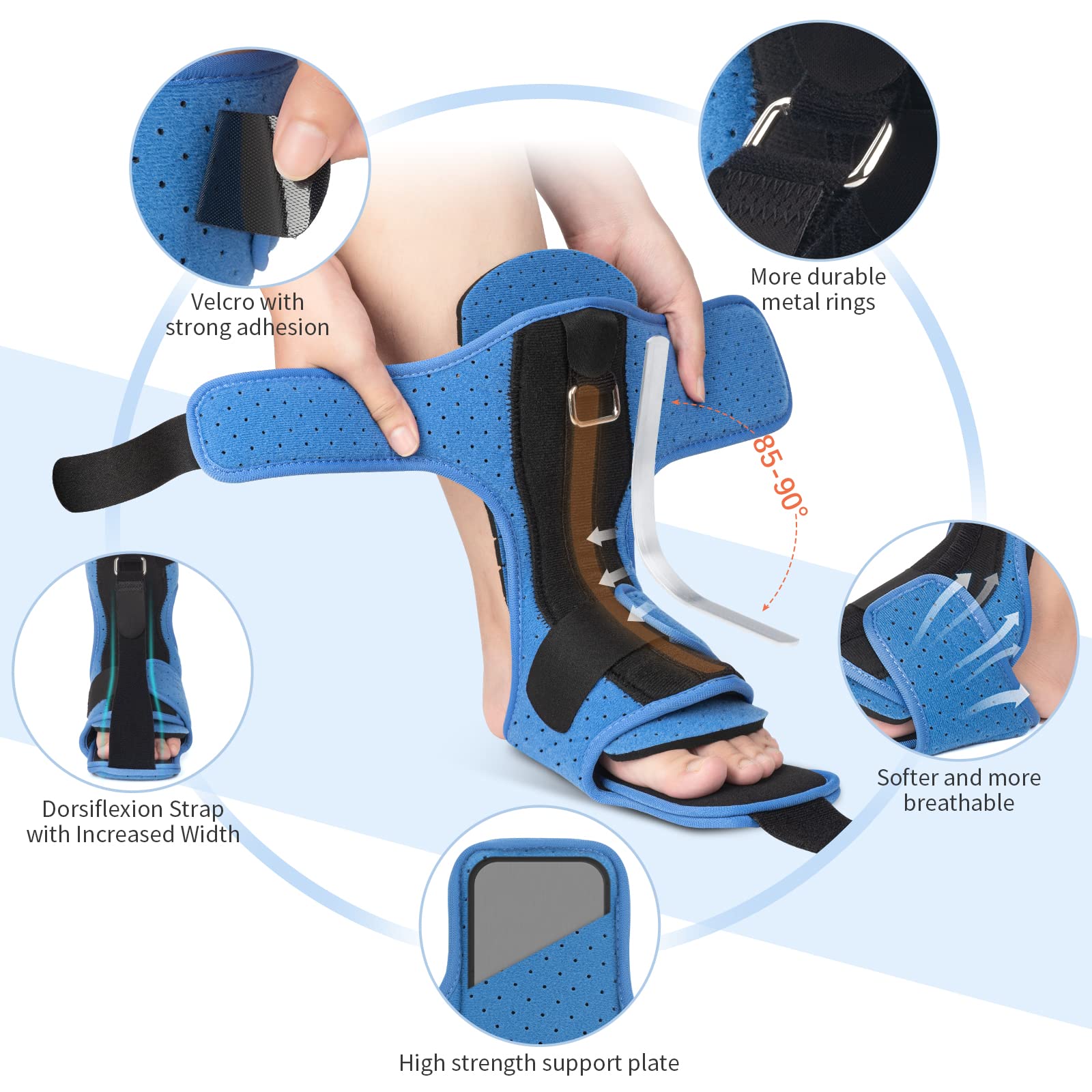 Acankn Plantar Fasciitis Night Splint: 2024 Adjustable Plantar Fasciitis Brace with Arch Support | Dorsal Night Splint for Women Men | Dual Effective Plantar Fasciitis Relief Achilles Tendonitis Foot