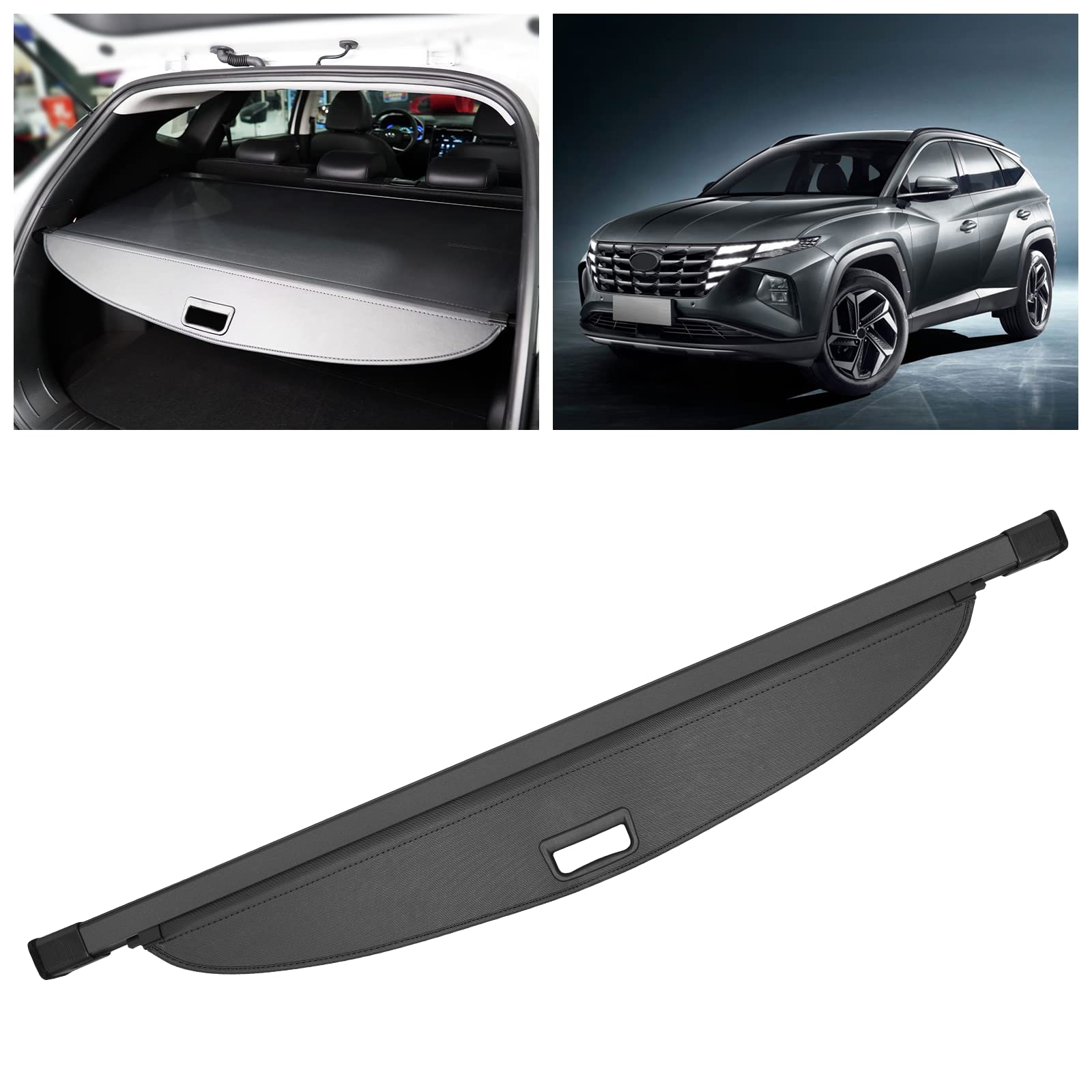 DiffCar Cargo Security Shade Cover for 2022 2023 Hyundai Tucson, Black Retractable Waterproof Trunk Cover Security Shade for Hyundai Tucson Accessories, Luggage Privacy Screen All Weather Protection
