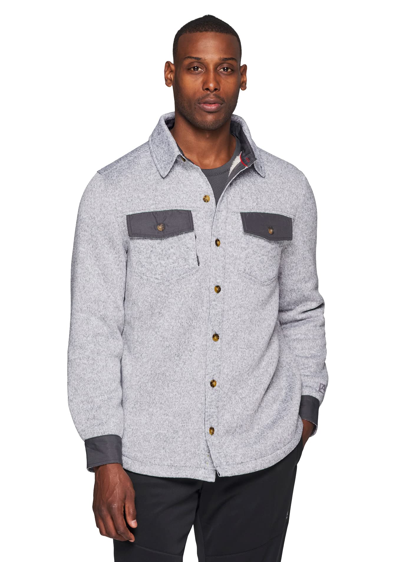 Avalanche Men’s Grey Combo Fleece Shirt Jacket – Sherpa Lined with Pockets