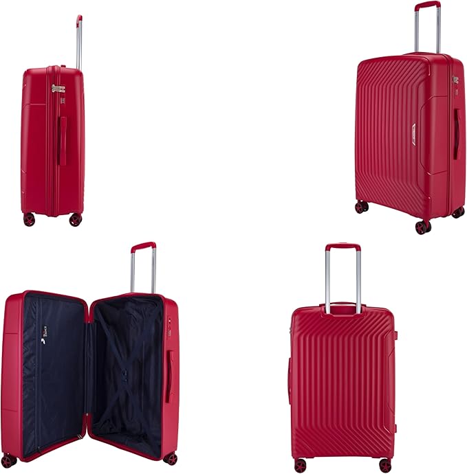 مجموعة حقائب سفر برينس، 3 قطع، غير قابلة للكسر، مزودة بـ 4 عجلات دوارة، خفيفة الوزن، مزودة بقفل مضاد للسرقة، مقاس 20 و24 و28 بوصة، لون أحمر