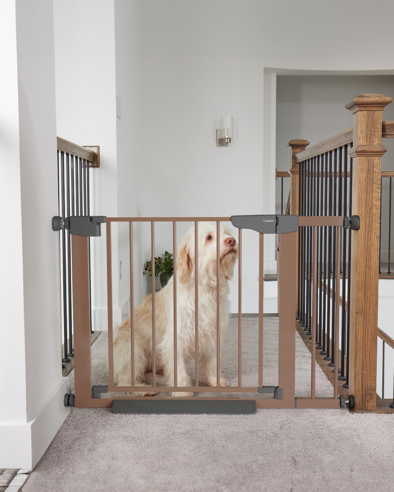 Cumbor 75-103 cm Baby Gate for Stairs, Mom's Choice Awards(Brown)