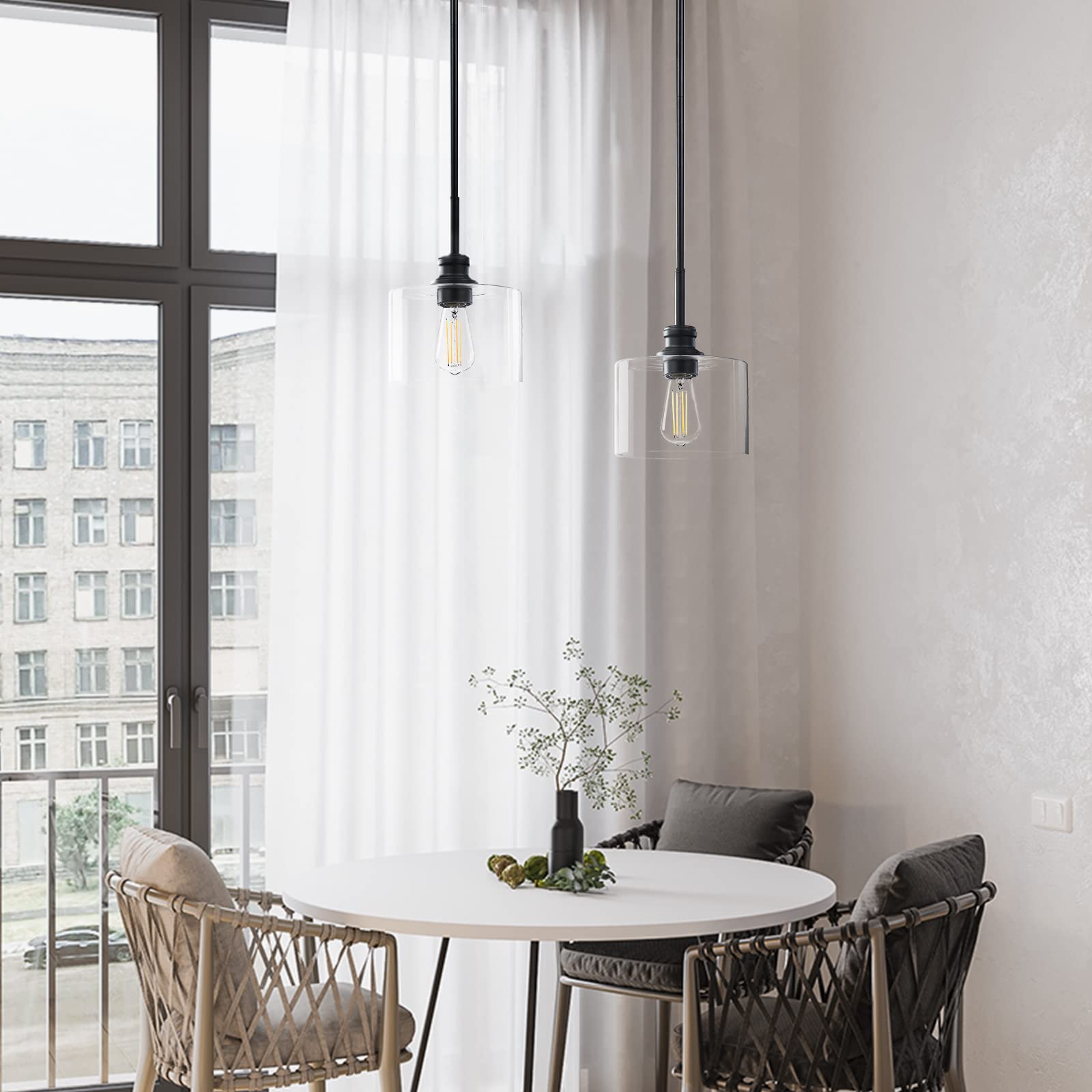 Doraimy Lighting 2 Pack 1 Light Vintage Hanging Pendant Lighting Oil Rubbed Bronze Finish 19 cm