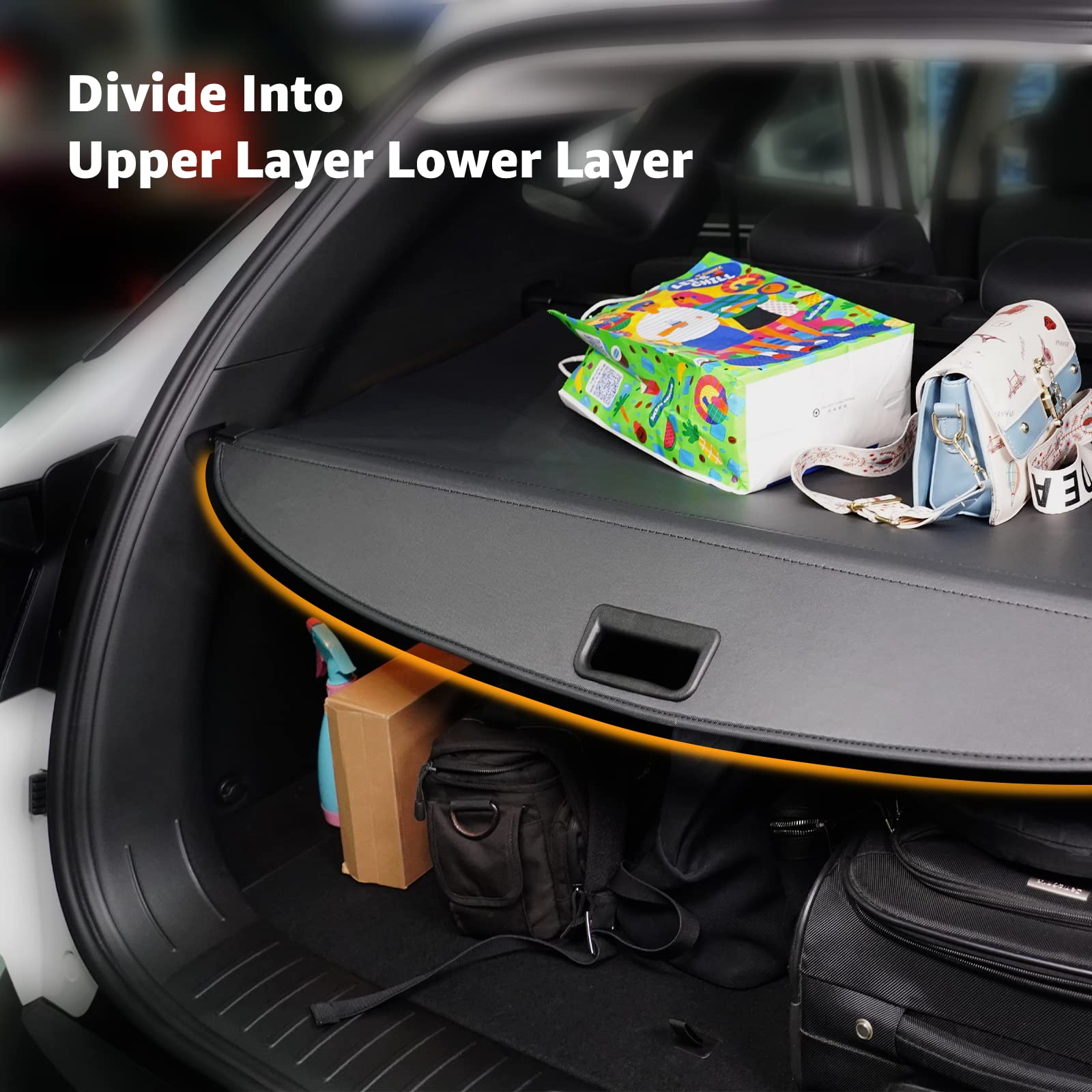 DiffCar Cargo Security Shade Cover for 2022 2023 Hyundai Tucson, Black Retractable Waterproof Trunk Cover Security Shade for Hyundai Tucson Accessories, Luggage Privacy Screen All Weather Protection