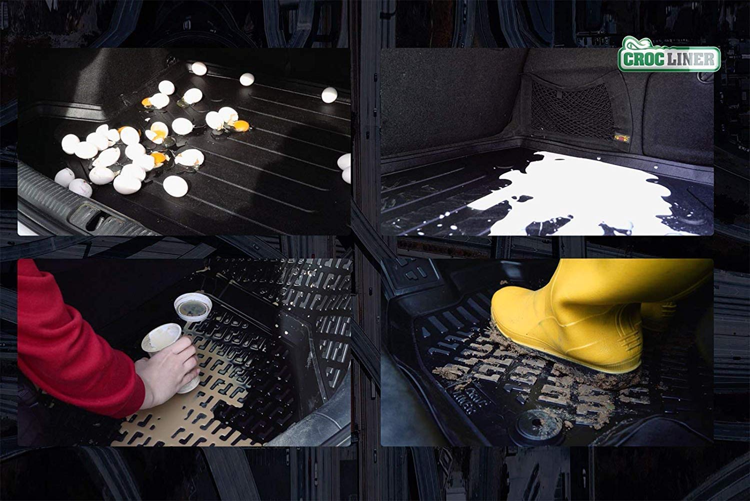 Croc Liner Floor Mats Front and Rear All Weather Custom Fit Floor Liner Compatible with Audi A4 (2009-2016 (Black))