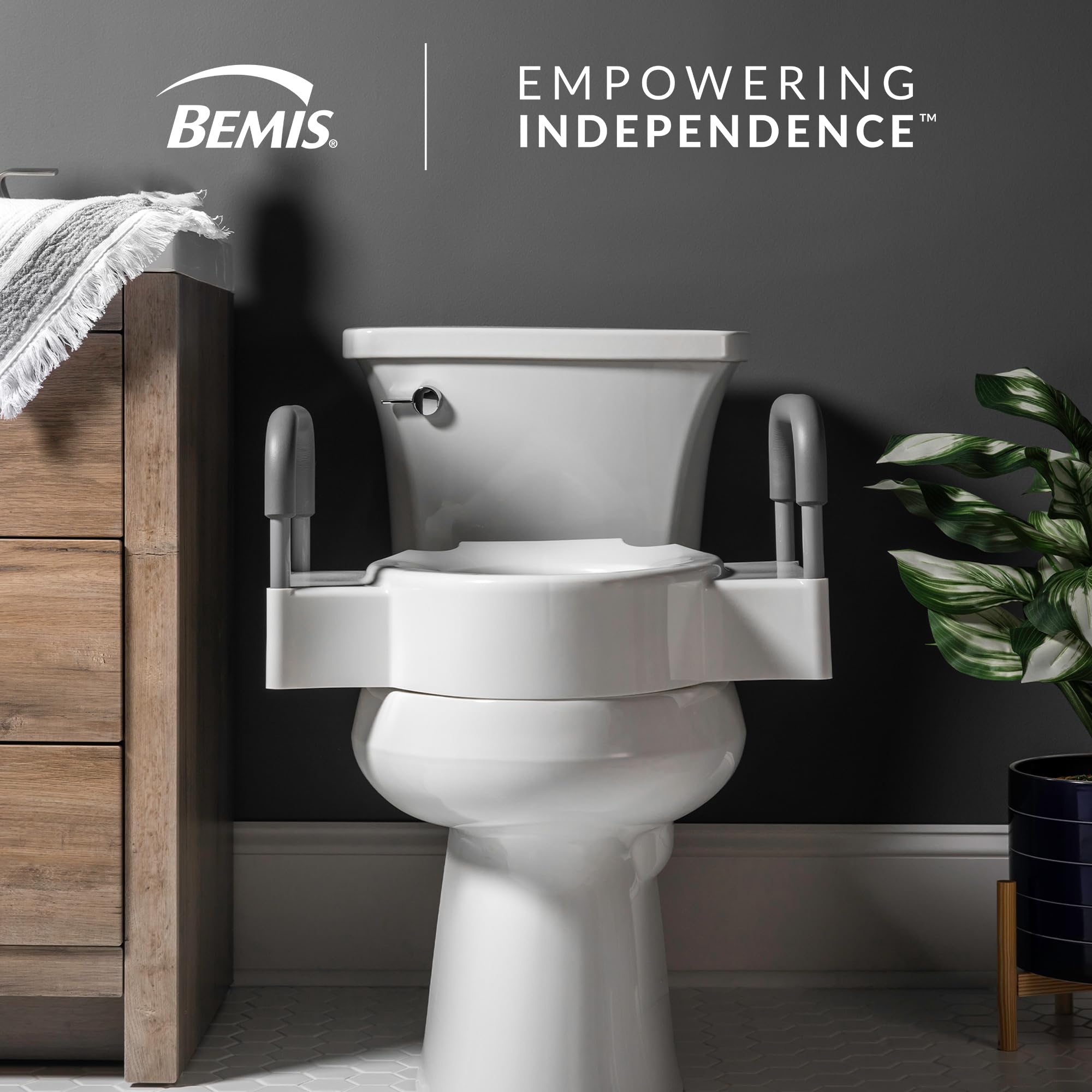 Bemis Rise Toilet Seat with Dual Lock and Security Arms