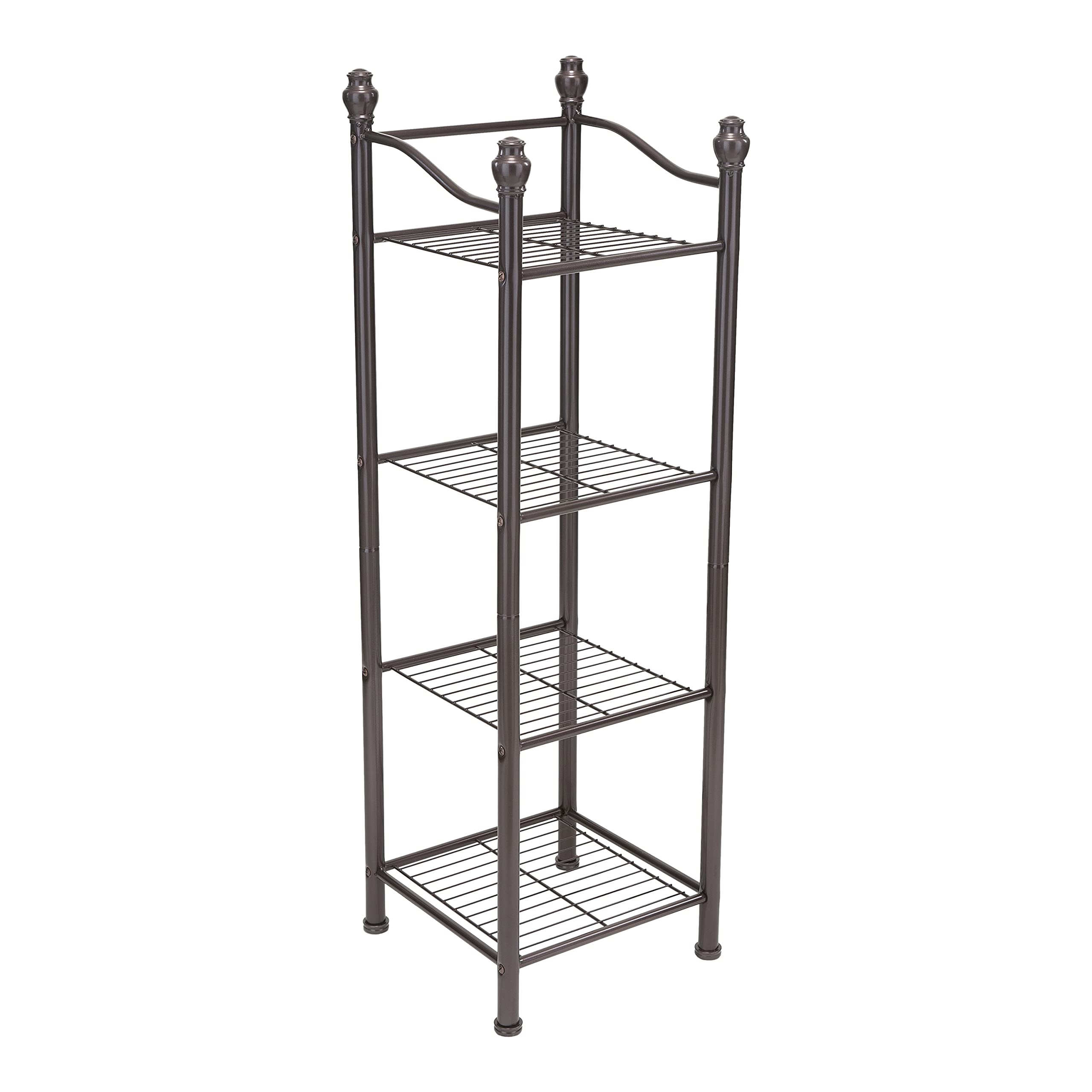 Organize It All 4 Tier Belgium Shelf Tower, Space Saver, Bathroom Organizer