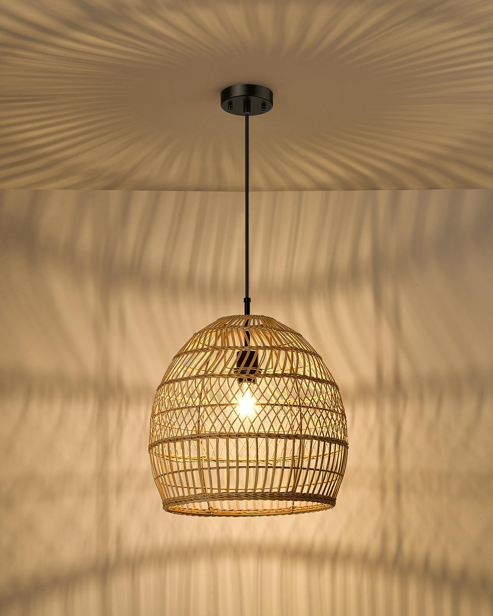 ELYONA 41 cm Large Modern Boho Rattan Chandelier