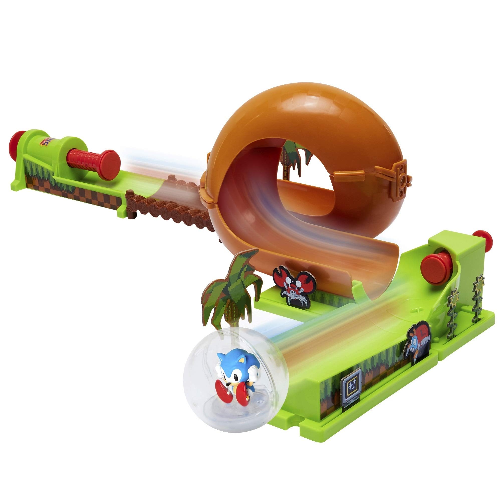 Sonic The Hedgehog Pinball Green Hill Zone Pinball Track Play Set |Looping Action & Automatic Bumper | 9Piece with Exclusive Sonic Sphere Included